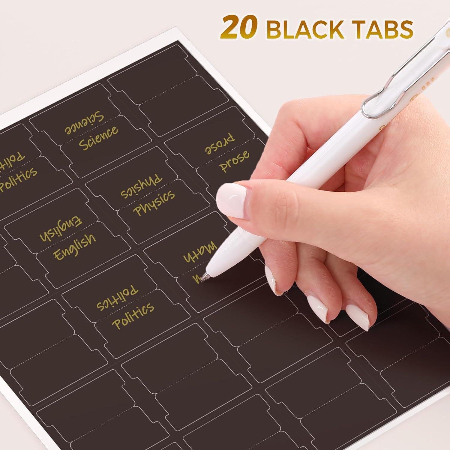 Laminated Bible Tabs for Women, 100 Tabs, Bible Book Tabs for Study Bible, Large Print Bible Chapter Tabs(Gold Foil Embossed Lettering), Bible Study Supplies, Cream Bible Labels Tabs