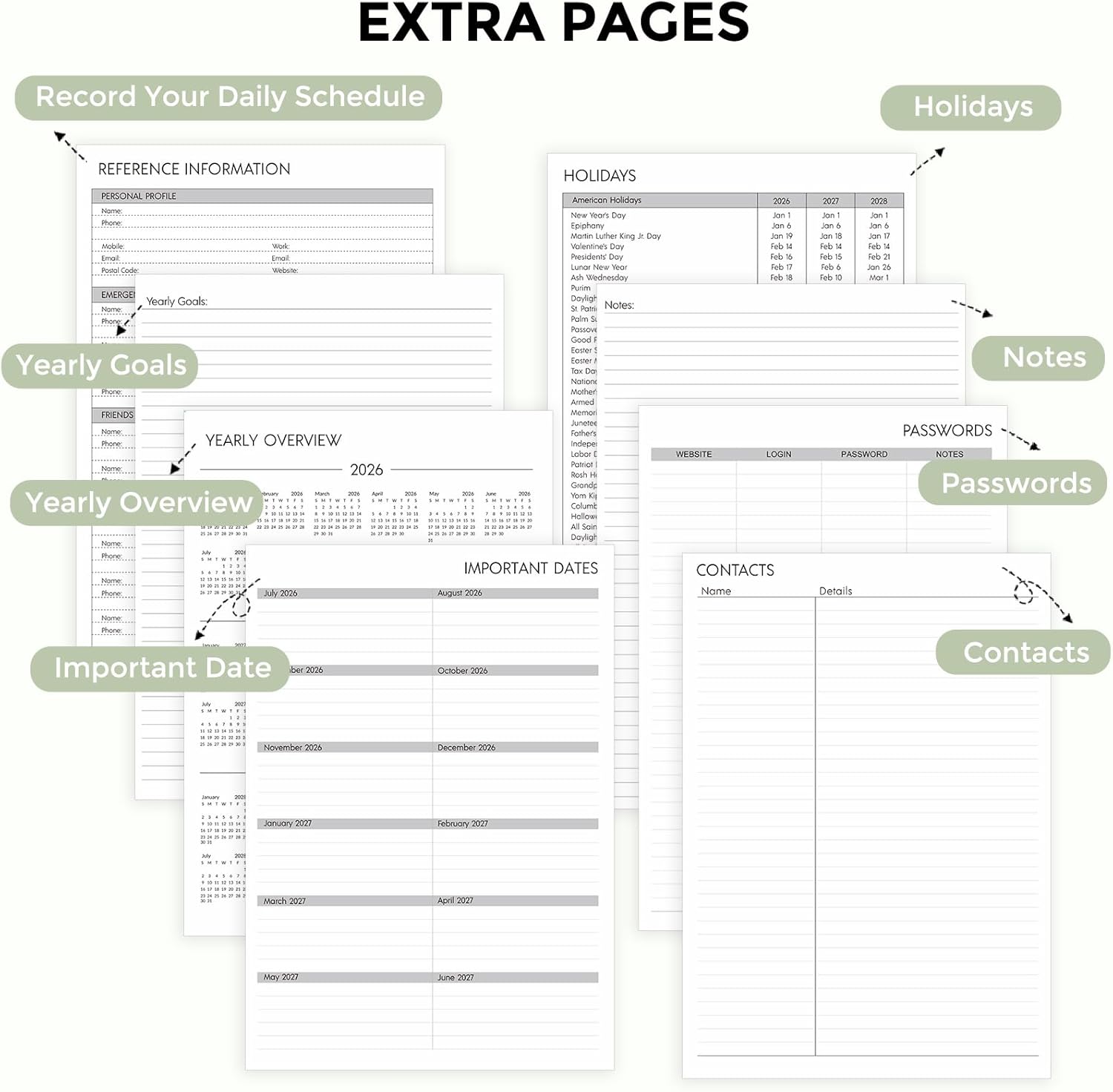 SKYDUE Appointment Book 2026-2027, Academic Hourly Planner from July 2026 - June 2027, 8.5" x 11" Weekly & Monthly Schedule Planner with 15-Minute Interval- Perfect for Daily Planning White Flower