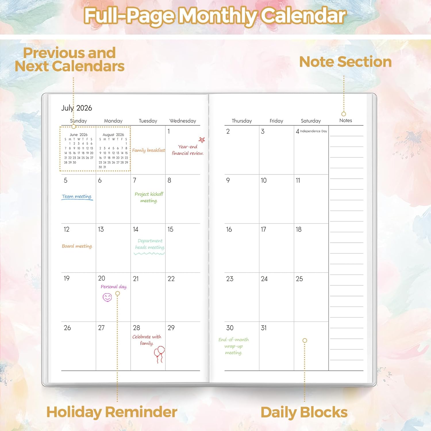 SKYDUE Pocket Calendar 2026-2027, Pocket Monthly Planner Jan 2026 - Dec 2027 for Purse, 6.7" X 3.7" 24-Month Small Planner, Academic Year Calendar, Compact Design with Plastic Sleeve