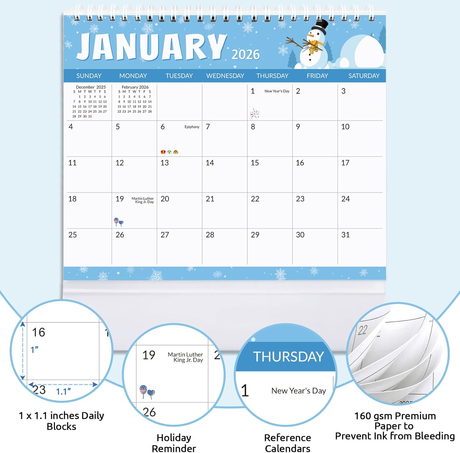 SKYDUE Small Desk Calendar 2026-2027, Apr. 2026 to Dec. 2027, 21 Months Small Desk Calendar with Planner Stickers, 8.5" x 7" Desktop Calendar Planner, Kraft