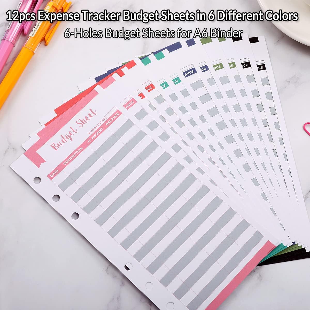 SKYDUE Budget Binder, Money Saving Binder with Zipper Envelopes, Cash Envelopes and Expense Budget Sheets for Budgeting