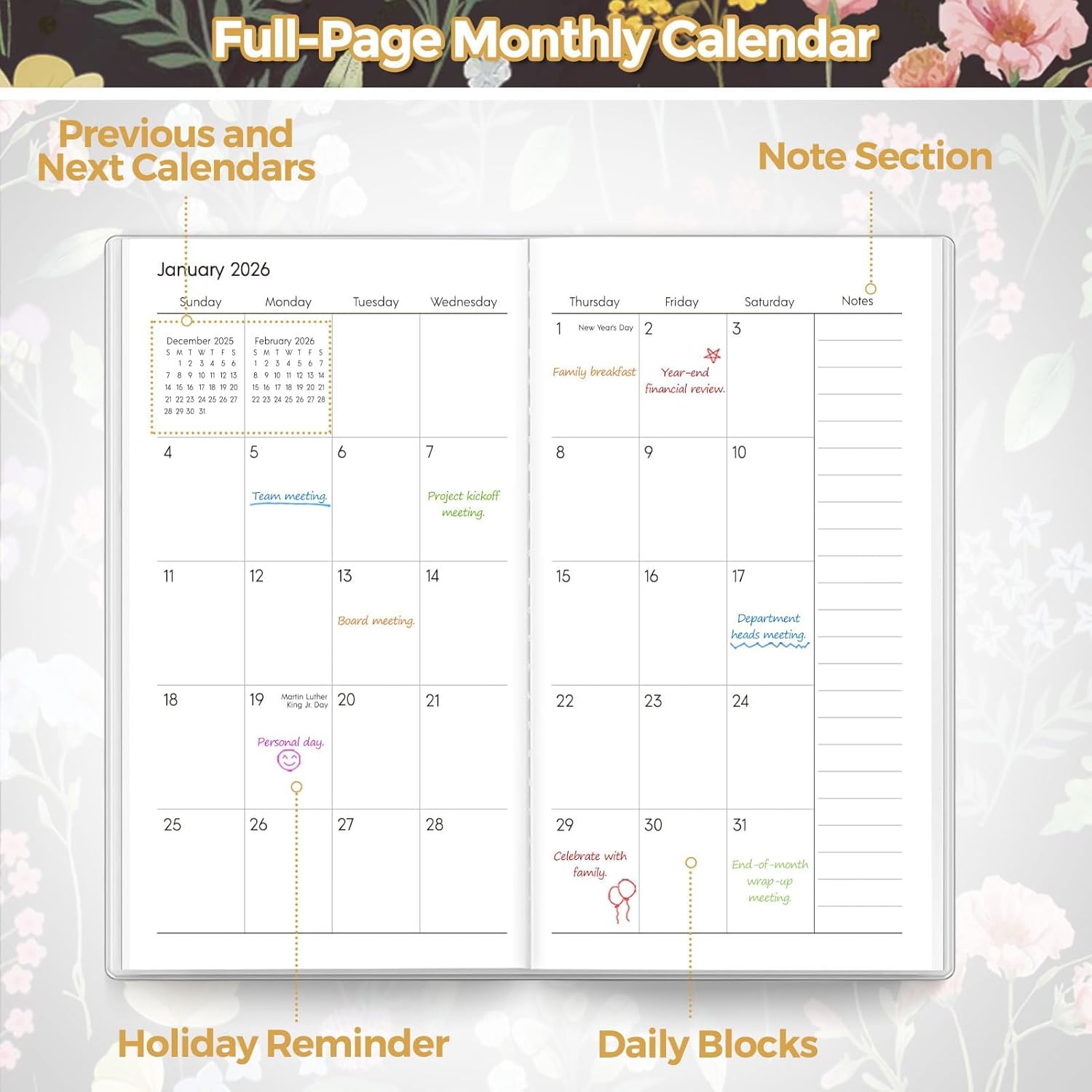 SKYDUE Pocket Calendar 2026-2027, Pocket Monthly Planner Jan 2026 - Dec 2027 for Purse, 6.7" X 3.7" 24-Month Small Planner, Academic Year Calendar, Compact Design with Plastic Sleeve