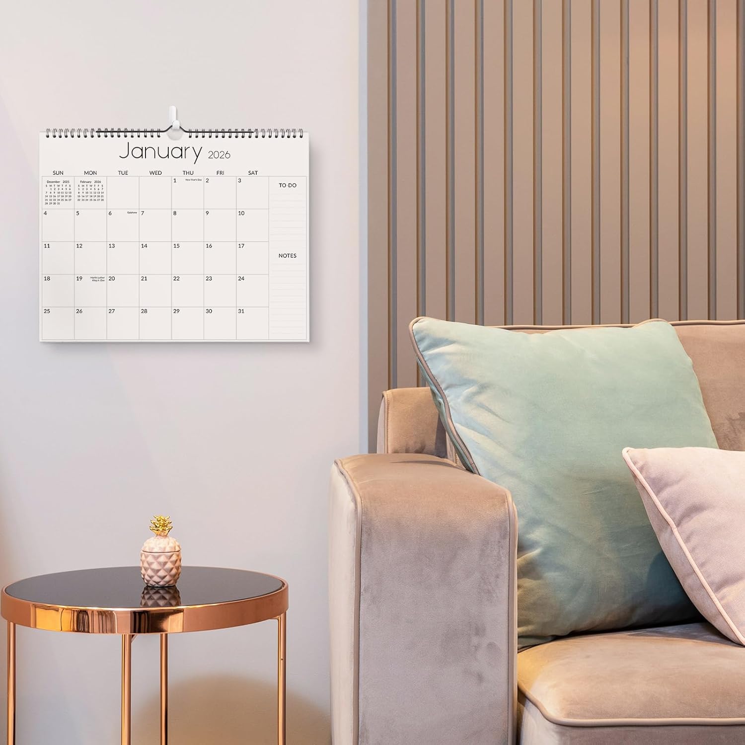 SKYDUE Wall Calendar 2026-2027, Jan 2026 to Jun 2027 18 Months 2026 Wall Calendar with Planner Stickers, 14.5" x 11.5", Black