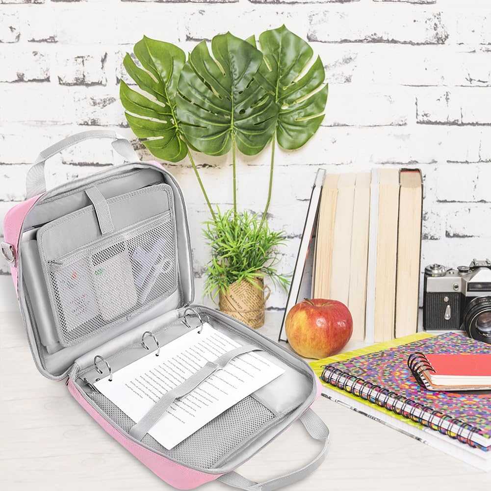 SKYDUE Zipper Binder 2 Inch O-Ring School Binder, Oxford Fabric School Organizer Holds 400+ Sheets, Fits 13.3" Laptop, Water-Resistant, Handle & Shoulder Strap, 14"x13" – Black