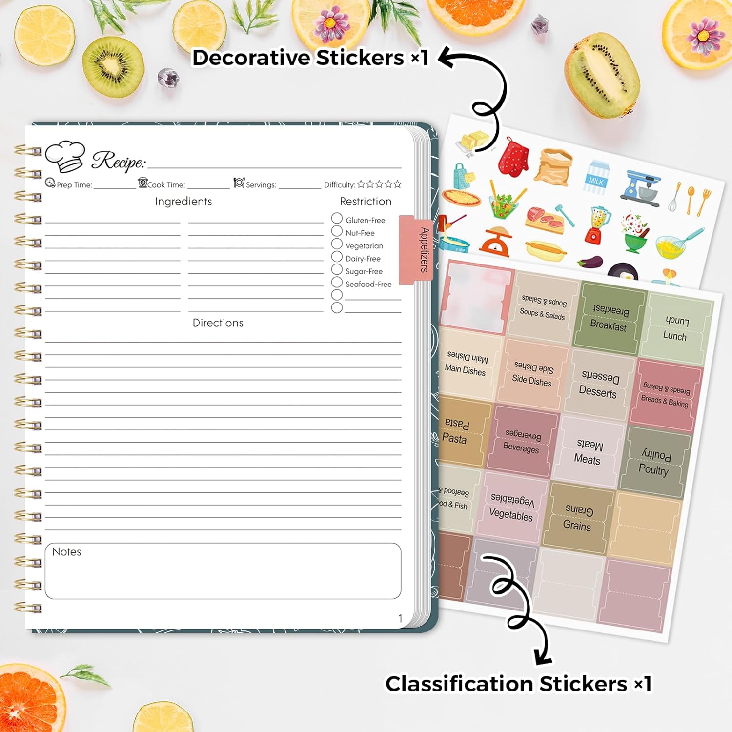 SKYDUE Blank Recipe Book to Write In Your Own Recipes, 8.5" x 11" Hardcover Recipe Journal with 140 Pages and Category Tabs