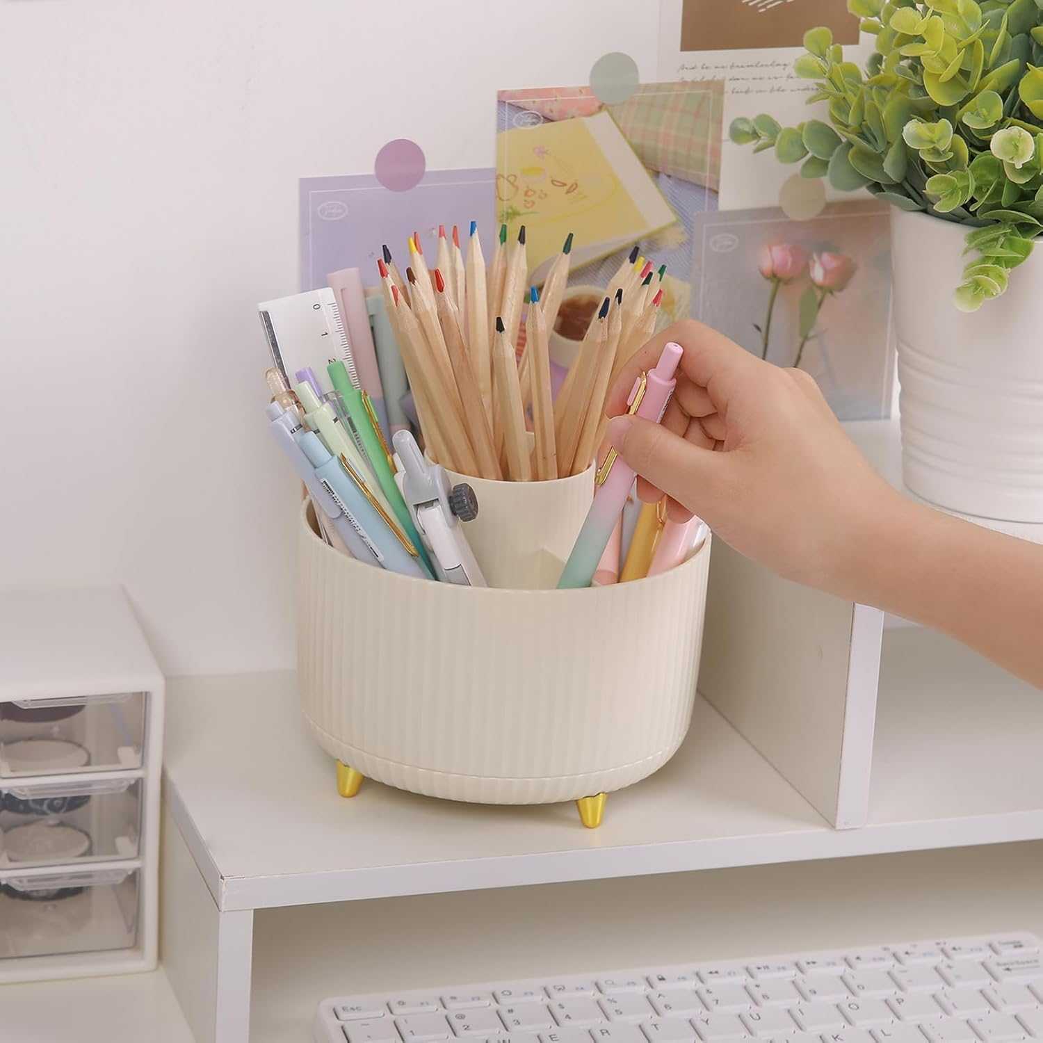 SKYDUE 360 Degree Rotating Desk Organizer and Expanding File Folder, Accordion File Organizer with 13 Pockets Bundle Sales