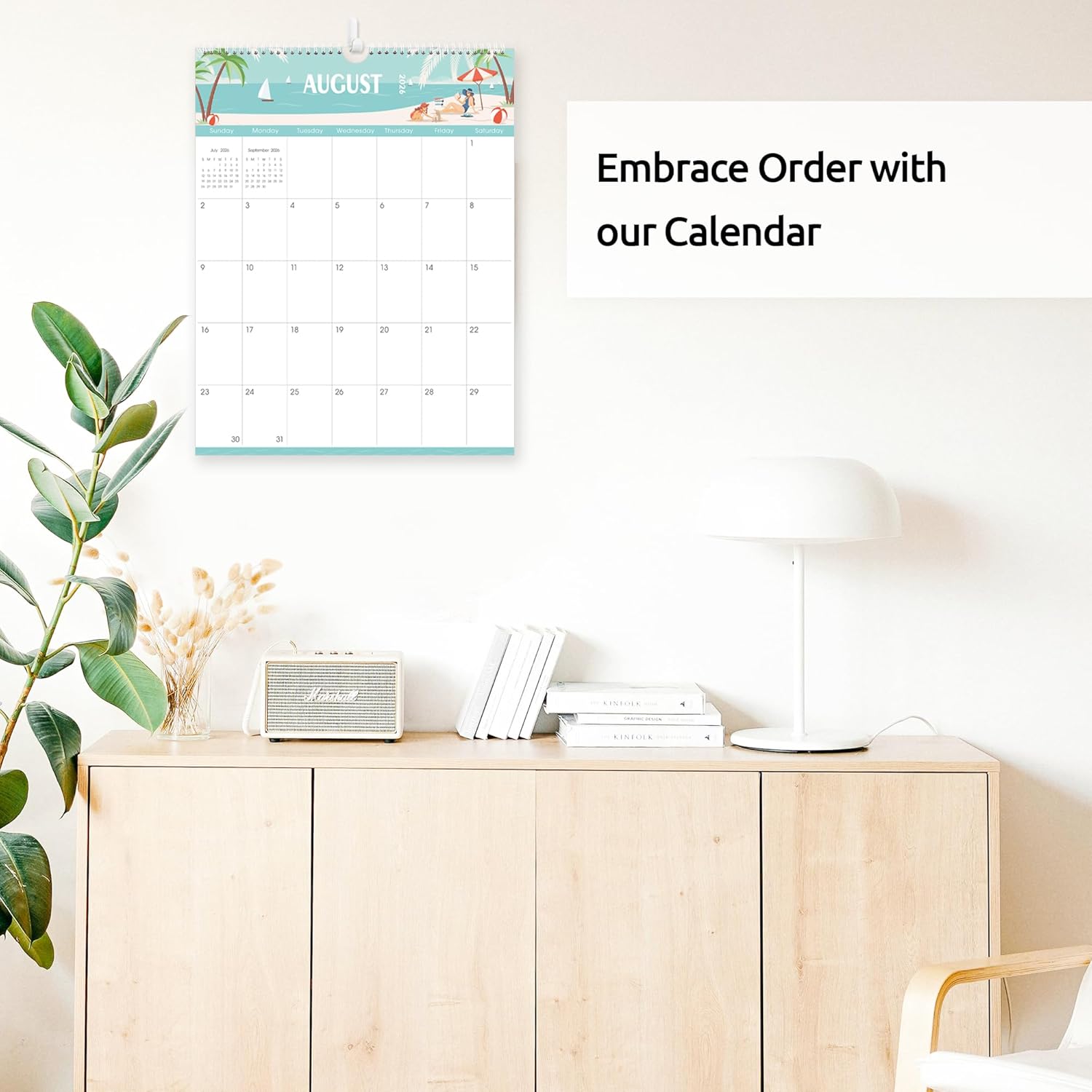 SKYDUE Wall Calendar 2026-2027, Jan 2026 to Jun 2027 18 Months 2026 Wall Calendar with Planner Stickers, 14.5" x 11.5", Black