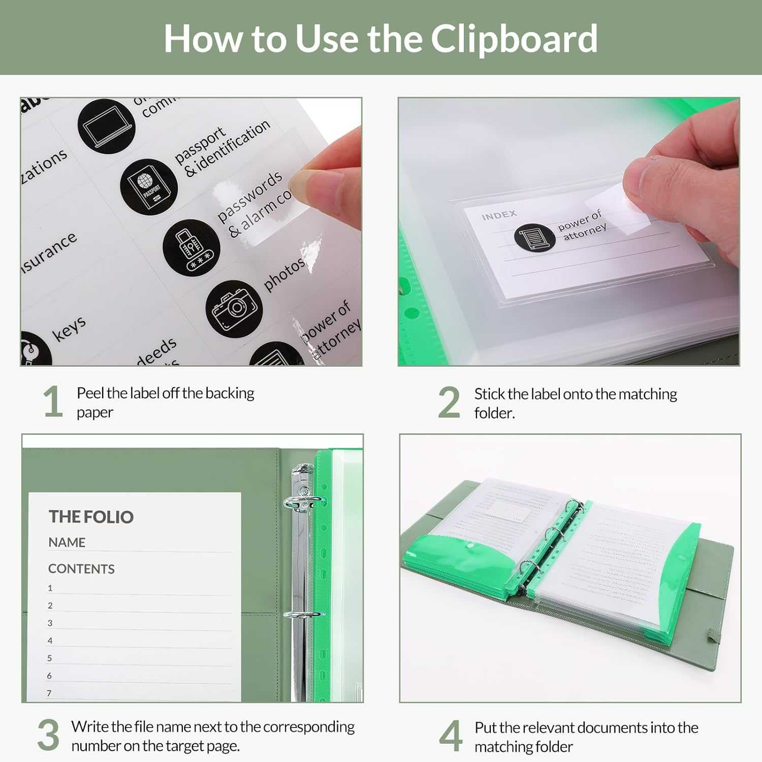 Document Organizer Folio - Emergency/Certificate/Birth Document Binder for Home, Office and School