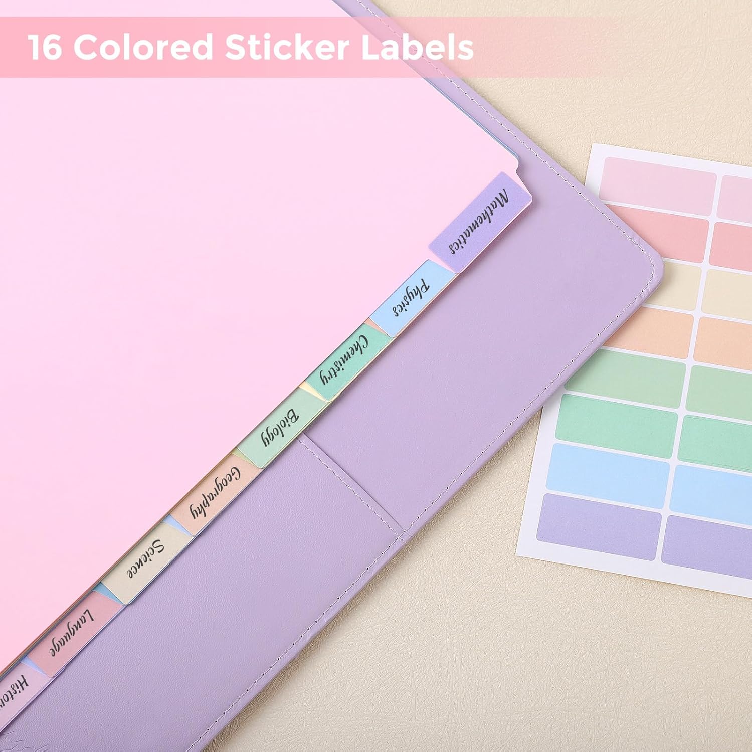 SKYDUE 8 Tab Binder Dividers, Letter Size, Durable Plastic Dividers for 3 Ring Binder, Write & Erase Binder Dividers with Tabs, 1 Set, Aesthetic Pastels Binder Divider for School, Office