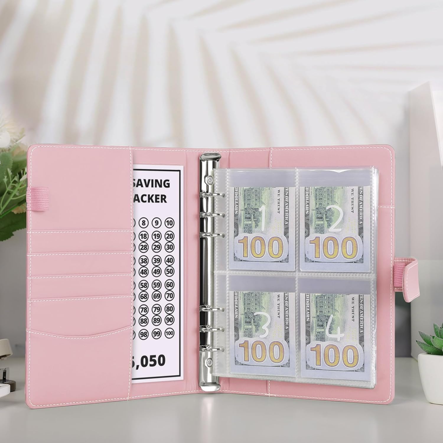 SKYDUE 100 Envelopes Money Savin Challenge Binder, A5 Money Saving Budget Binder with Cash Envelopes - Savings Challenges Book to Save $5,050