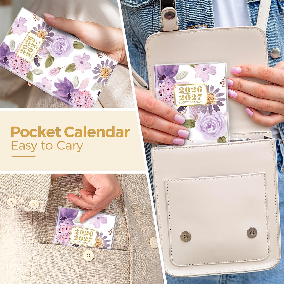 SKYDUE Pocket Calendar 2026-2027, Pocket Monthly Planner Jan 2026 - Dec 2027 for Purse, 6.7" X 3.7" 24-Month Small Planner, Academic Year Calendar, Compact Design with Plastic Sleeve