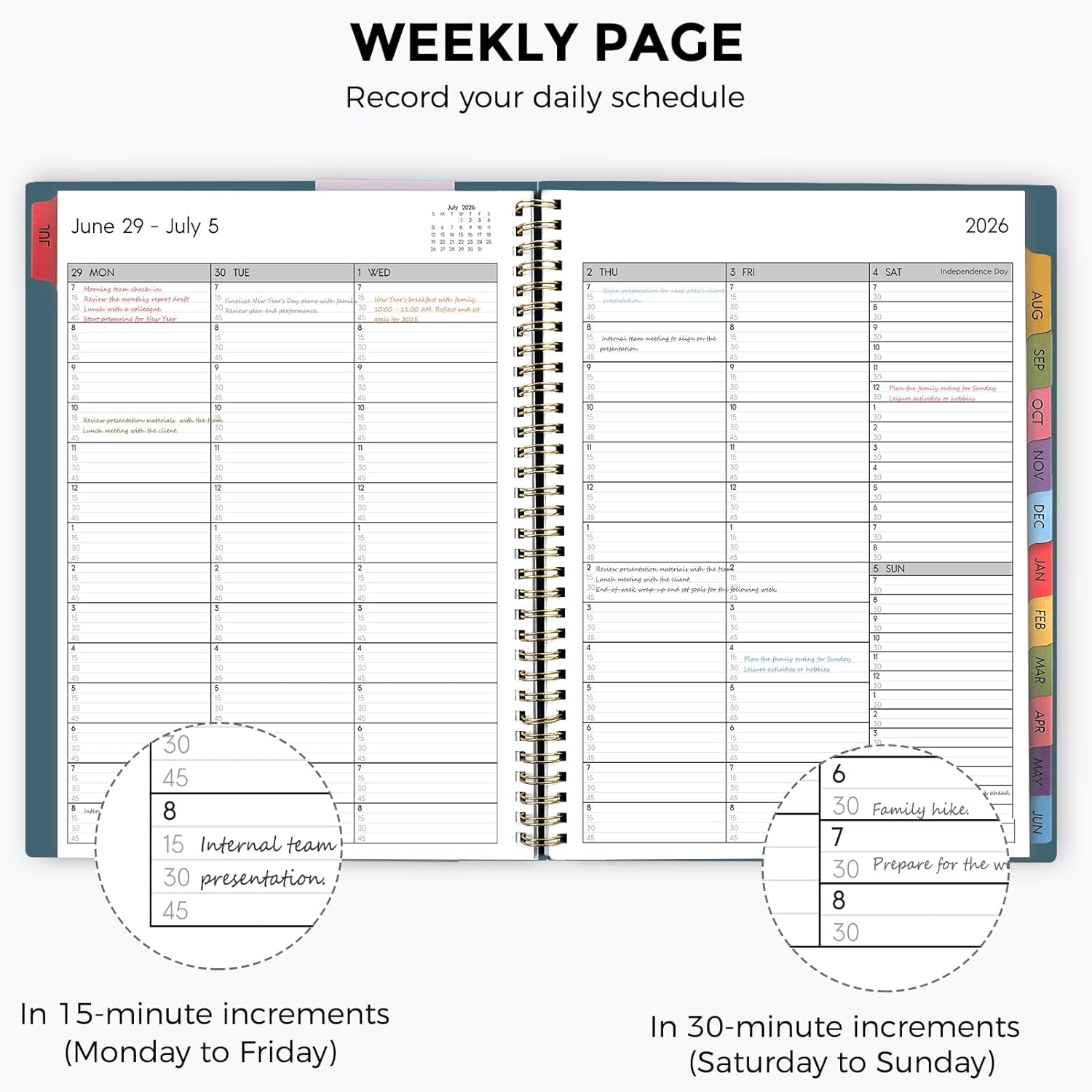 SKYDUE Appointment Book 2026-2027, Academic Hourly Planner from July 2026 - June 2027, 8.5" x 11" Weekly & Monthly Schedule Planner with 15-Minute Interval- Perfect for Daily Planning White Flower