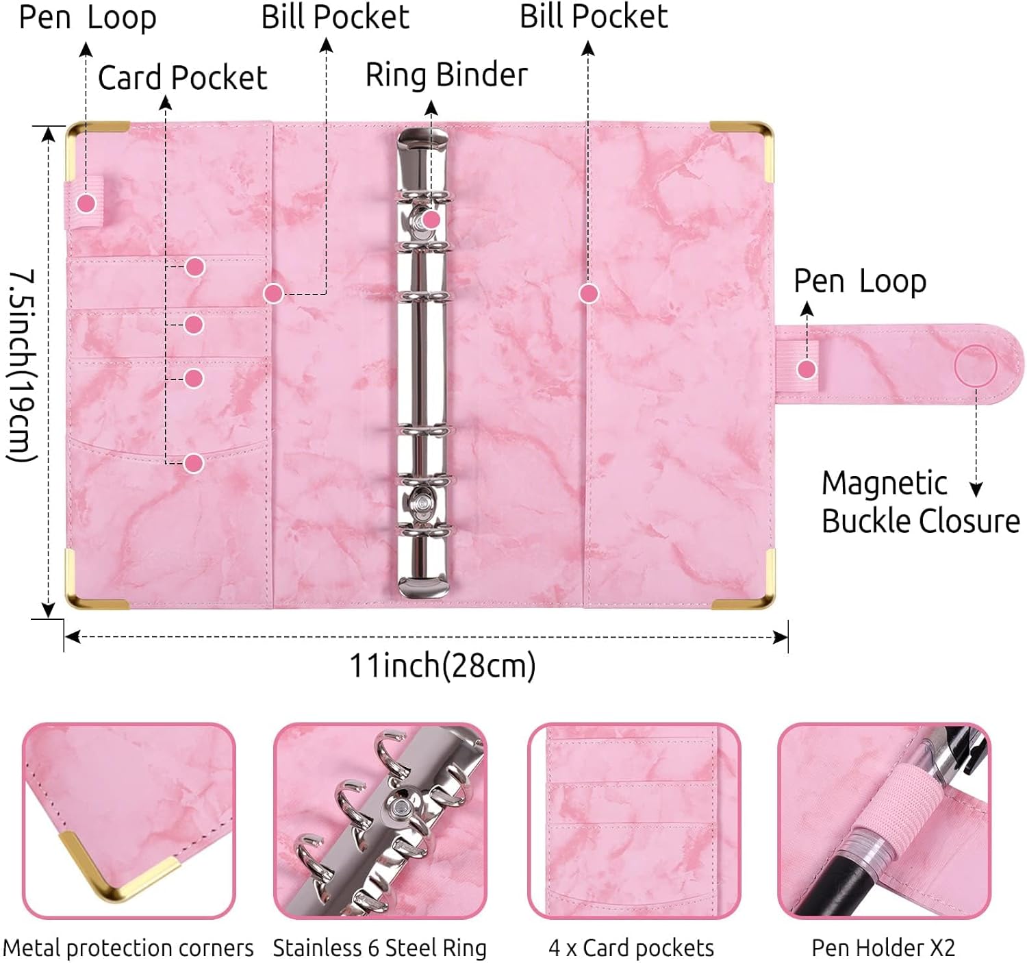 SKYDUE Budget Binder, Money Saving Binder with Zipper Envelopes, Cash Envelopes and Expense Budget Sheets for Budgeting