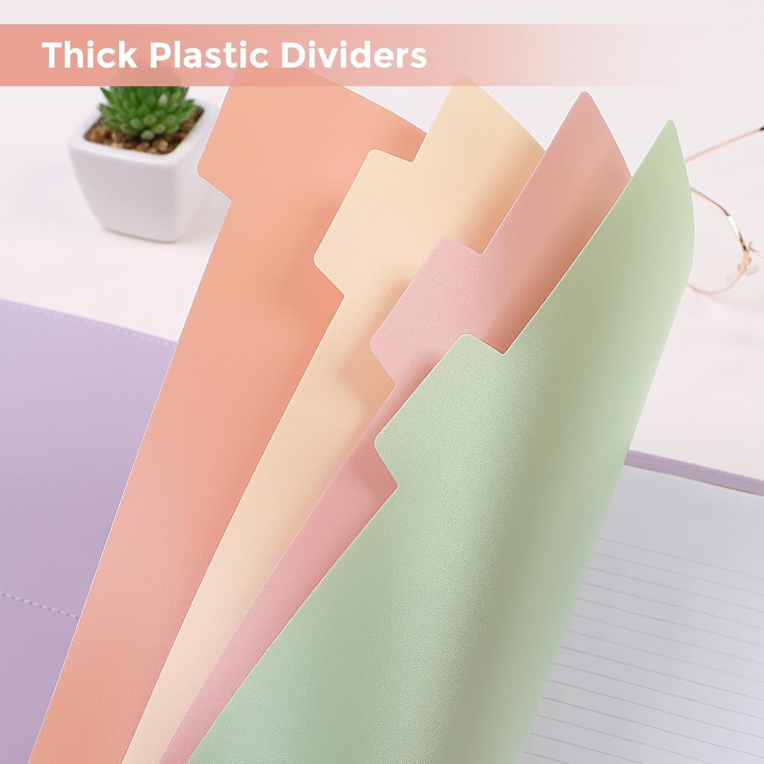 SKYDUE 8 Tab Binder Dividers, Letter Size, Durable Plastic Dividers for 3 Ring Binder, Write & Erase Binder Dividers with Tabs, 1 Set, Aesthetic Pastels Binder Divider for School, Office