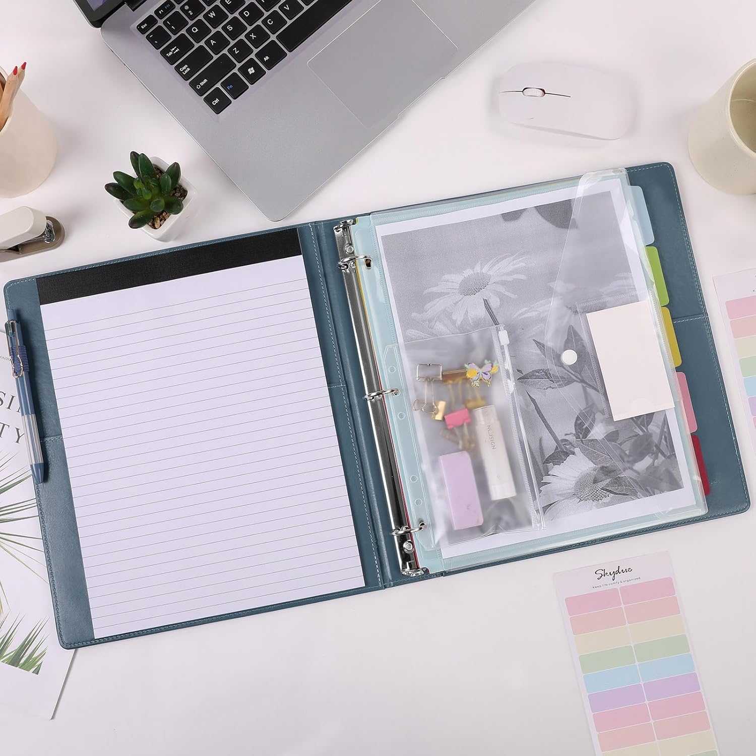 SKYDUE 3 Ring Binder with Clipboard & Expanding File Organizer with 8 Pockets