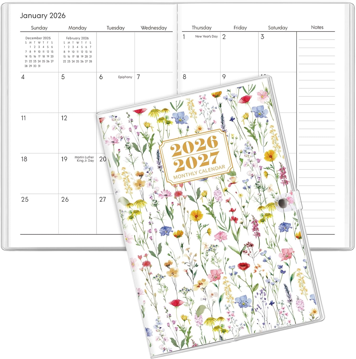 SKYDUE Pocket Calendar 2026-2027, Pocket Monthly Planner Jan 2026 - Dec 2027 for Purse, 6.7" X 3.7" 24-Month Small Planner, Academic Year Calendar, Compact Design with Plastic Sleeve