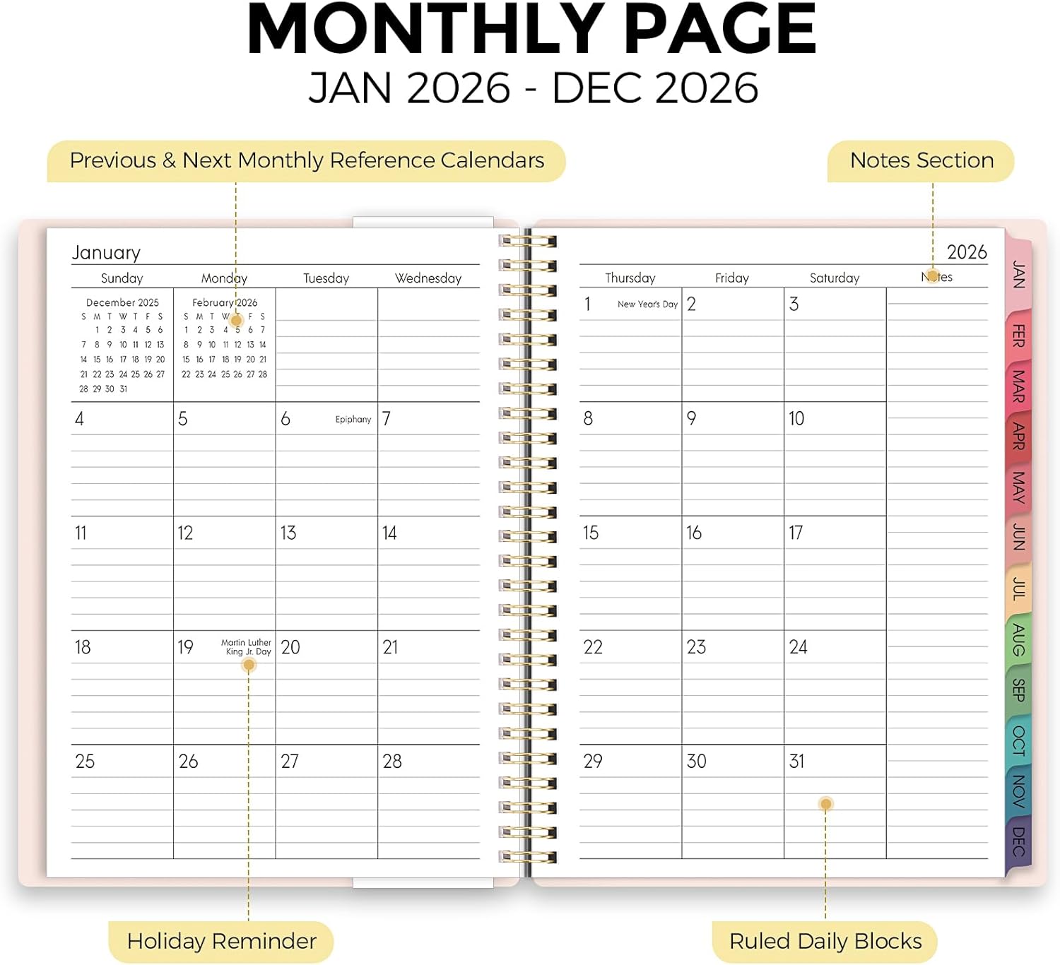 Planner 2026, 8.5" x 11" Monthly & Weekly Planner with Tabs, JAN - DEC 2026, Goal Setting & Time Management Organizer for Professionals & Students