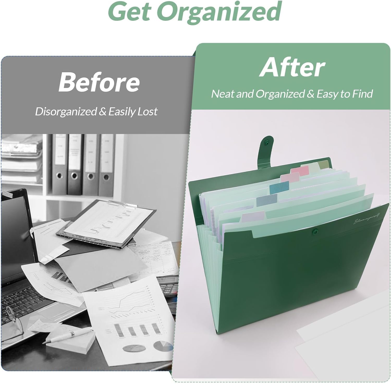 SKYDUE Expanding File Organizer with 8 Pockets, Accordion File Folders with Labels, Portable Document Paper Bill Receipt Organizer, Home College School Office Supplies, Letter Size, Blue
