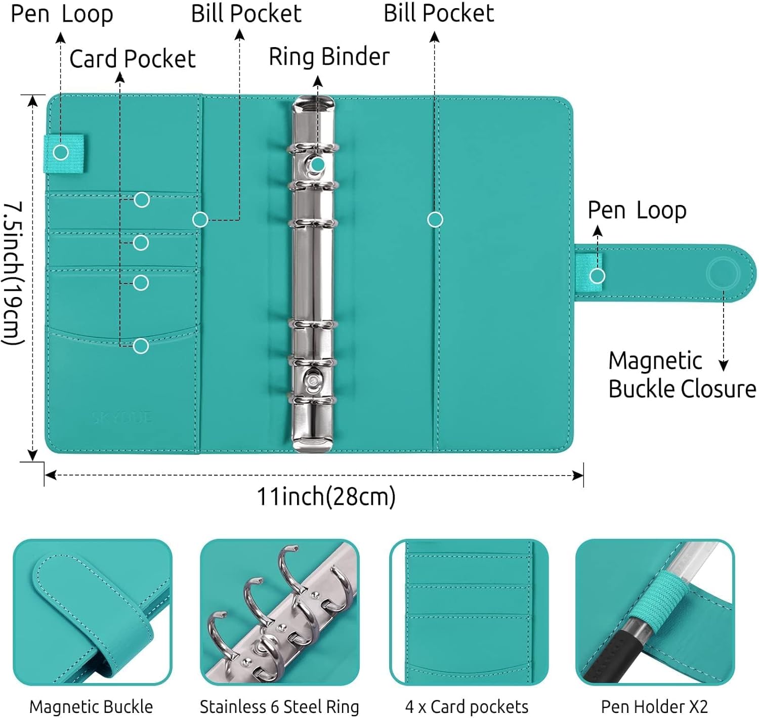 SKYDUE Budget Binder, Money Saving Binder with Zipper Envelopes, Cash Envelopes and Expense Budget Sheets for Budgeting