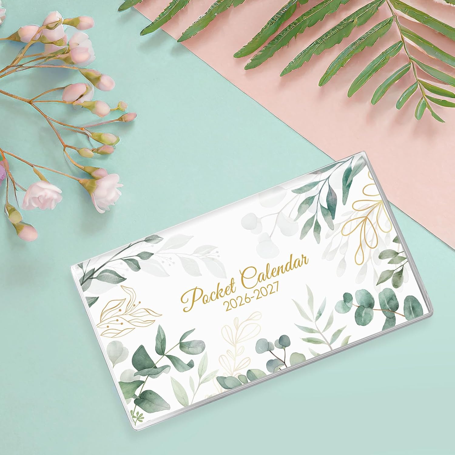 Pocket Calendar 2026-2027 for Purse, 2026-2027 Pocket Planner 24 Months with Soft Waterproof Cover and Premium Paper, 6.5" x 3.5", Floral