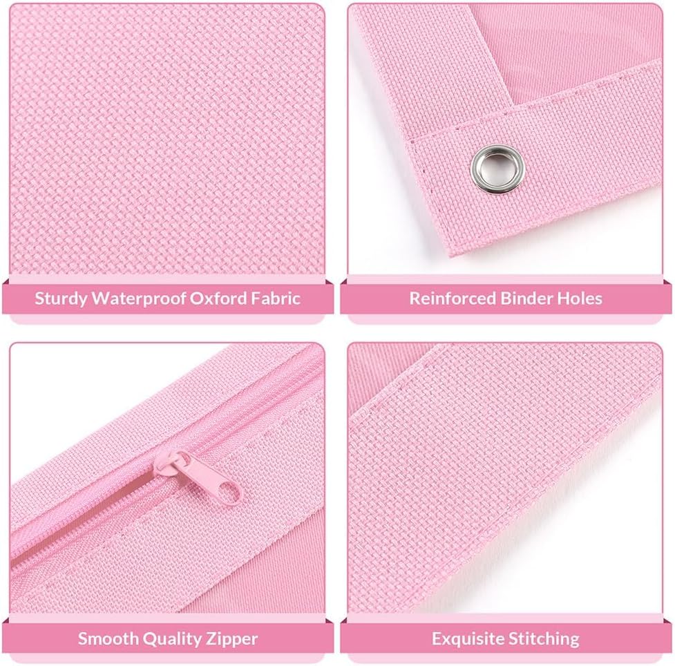 SKYDUE Pencil Pouch for 3 Ring Binder, Zipper Pencil Pouches for Girls Boys, Clear Window Pencil Case for Binder, Binder Pencil Pouch, Pencil Bag with Zipper,Pink & Purple