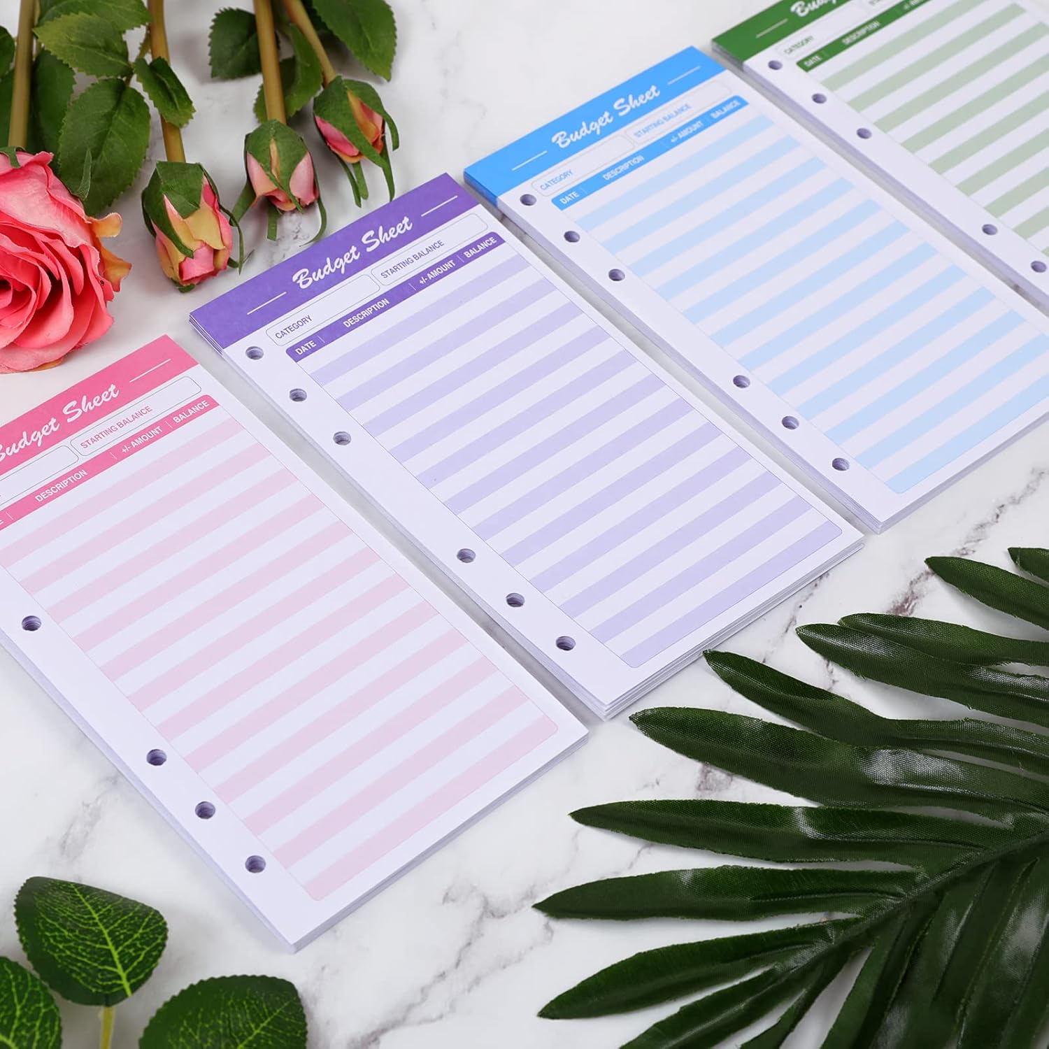SKYDUE 60pcs Expense Tracker Budget Sheets for A6 Budget Binder,6-Holes Tracking Budget Sheets for Budget Planner