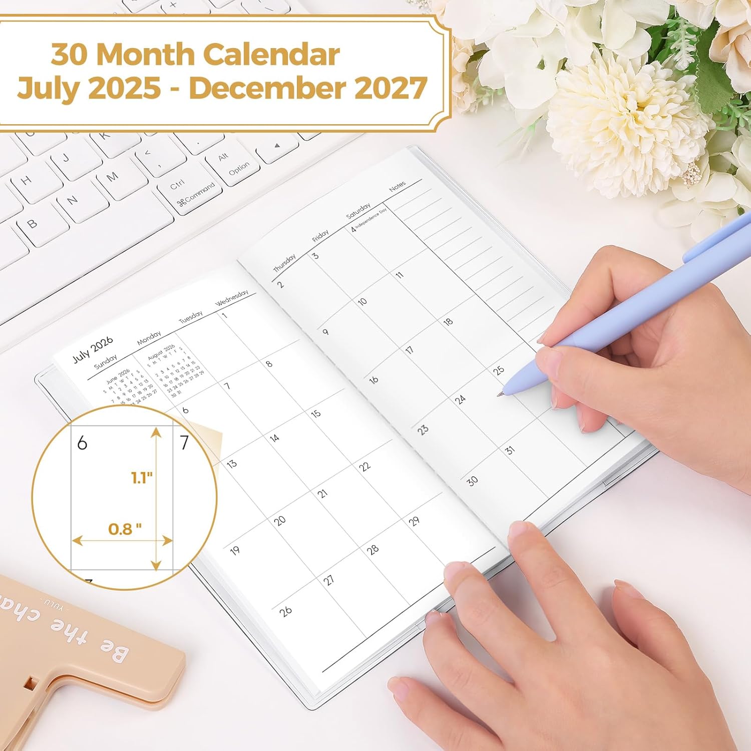 SKYDUE Pocket Calendar 2026-2027, Pocket Monthly Planner Jan 2026 - Dec 2027 for Purse, 6.7" X 3.7" 24-Month Small Planner, Academic Year Calendar, Compact Design with Plastic Sleeve