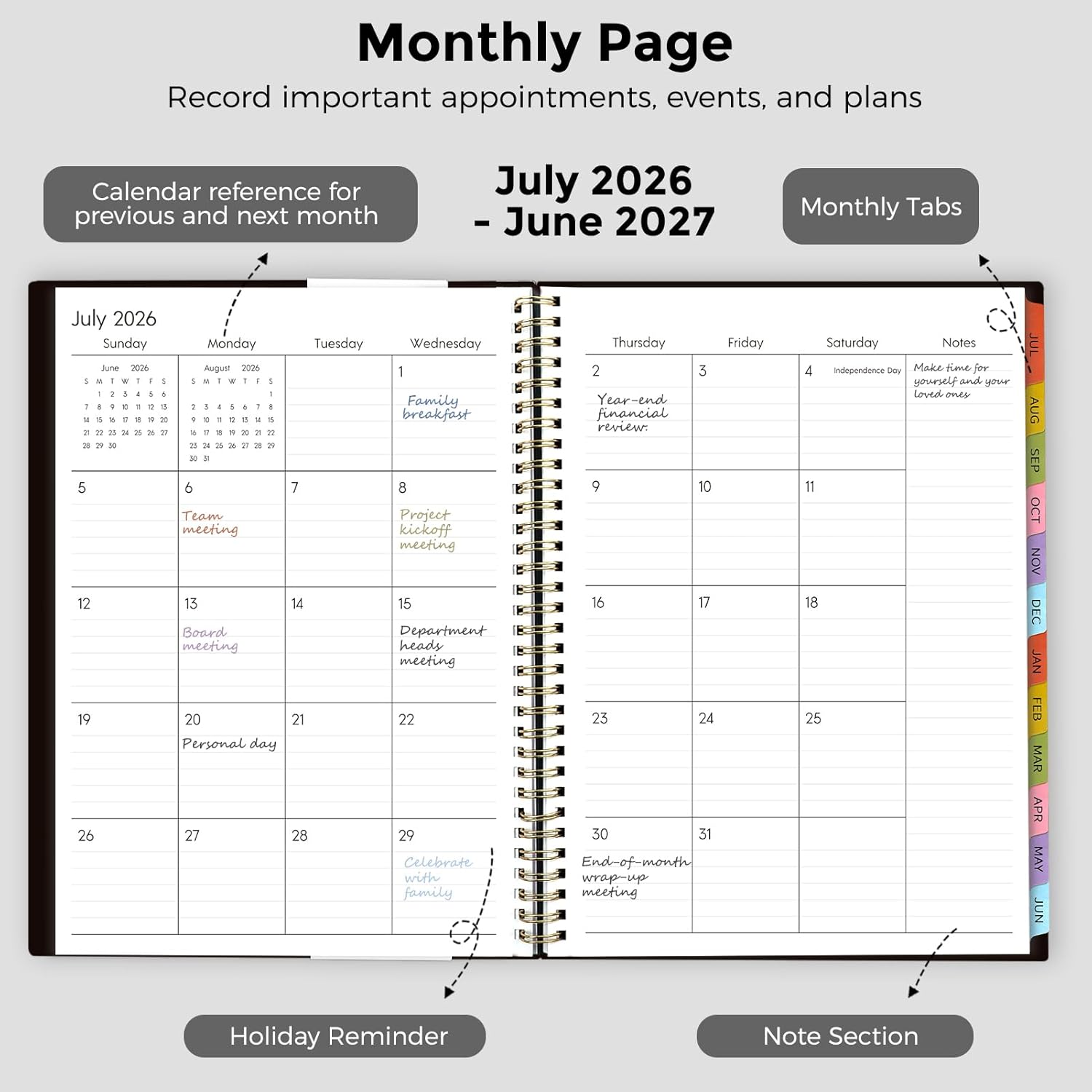 SKYDUE Appointment Book 2026-2027, Academic Hourly Planner from July 2026 - June 2027, 8.5" x 11" Weekly & Monthly Schedule Planner with 15-Minute Interval- Perfect for Daily Planning White Flower