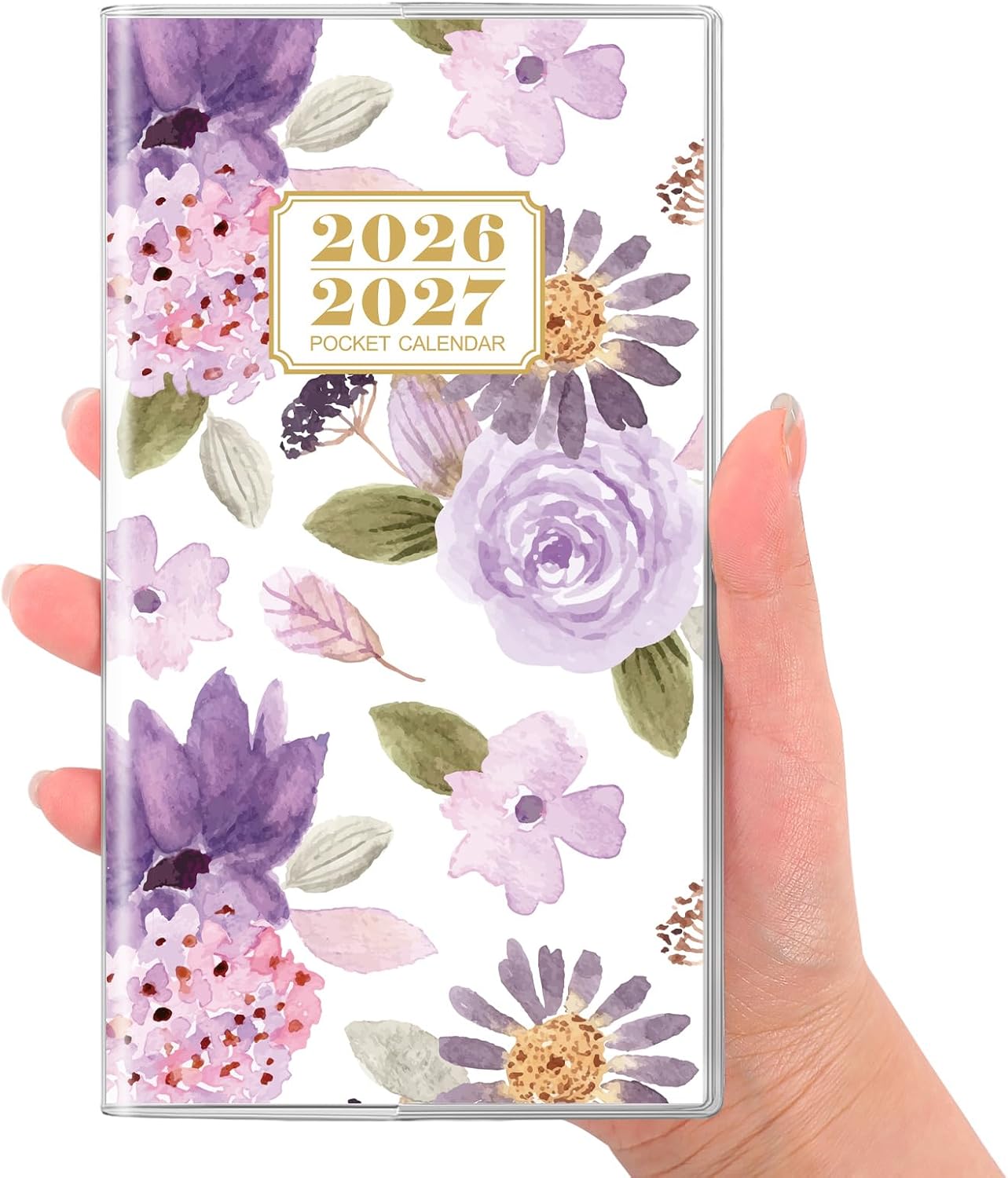 SKYDUE Pocket Calendar 2026-2027, Pocket Monthly Planner Jan 2026 - Dec 2027 for Purse, 6.7" X 3.7" 24-Month Small Planner, Academic Year Calendar, Compact Design with Plastic Sleeve