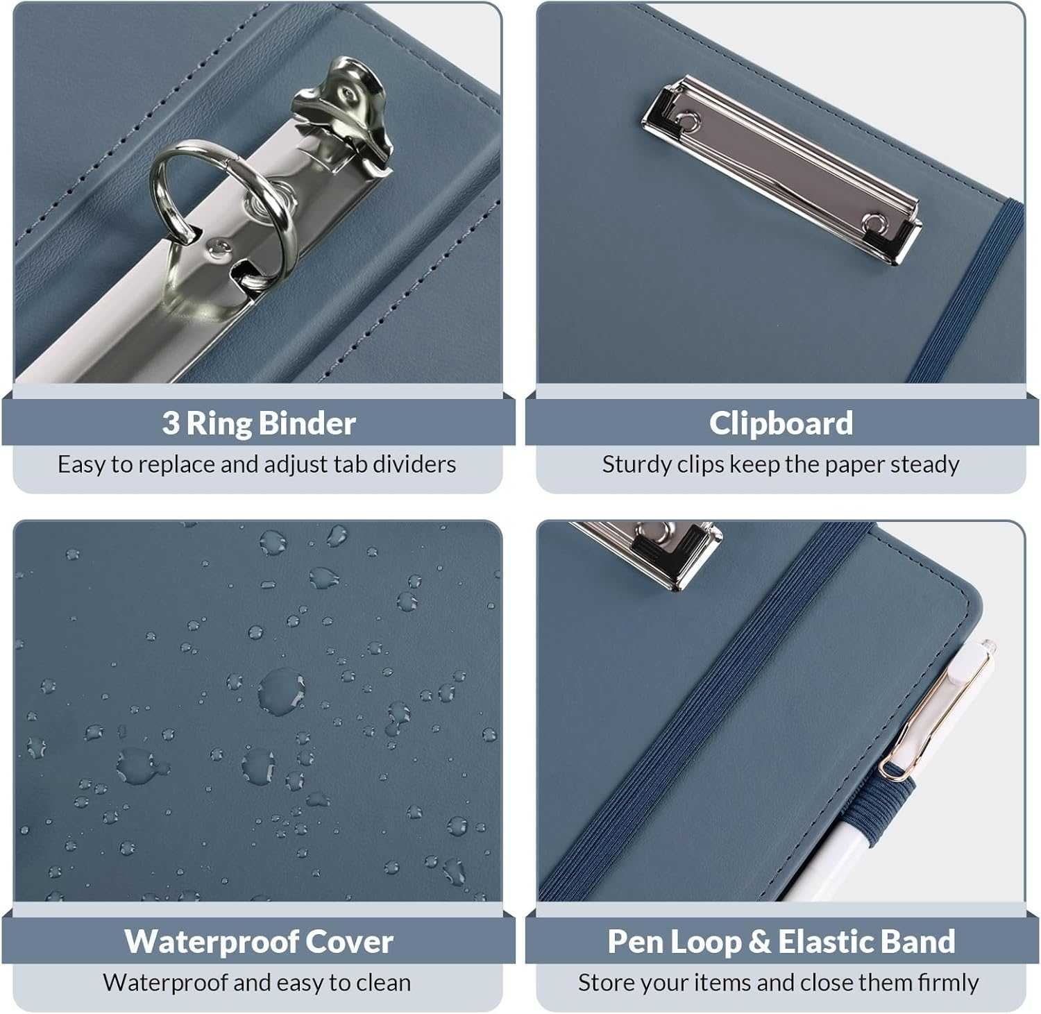 SKYDUE 3 Ring Binder with Clipboard & Expanding File Organizer with 8 Pockets