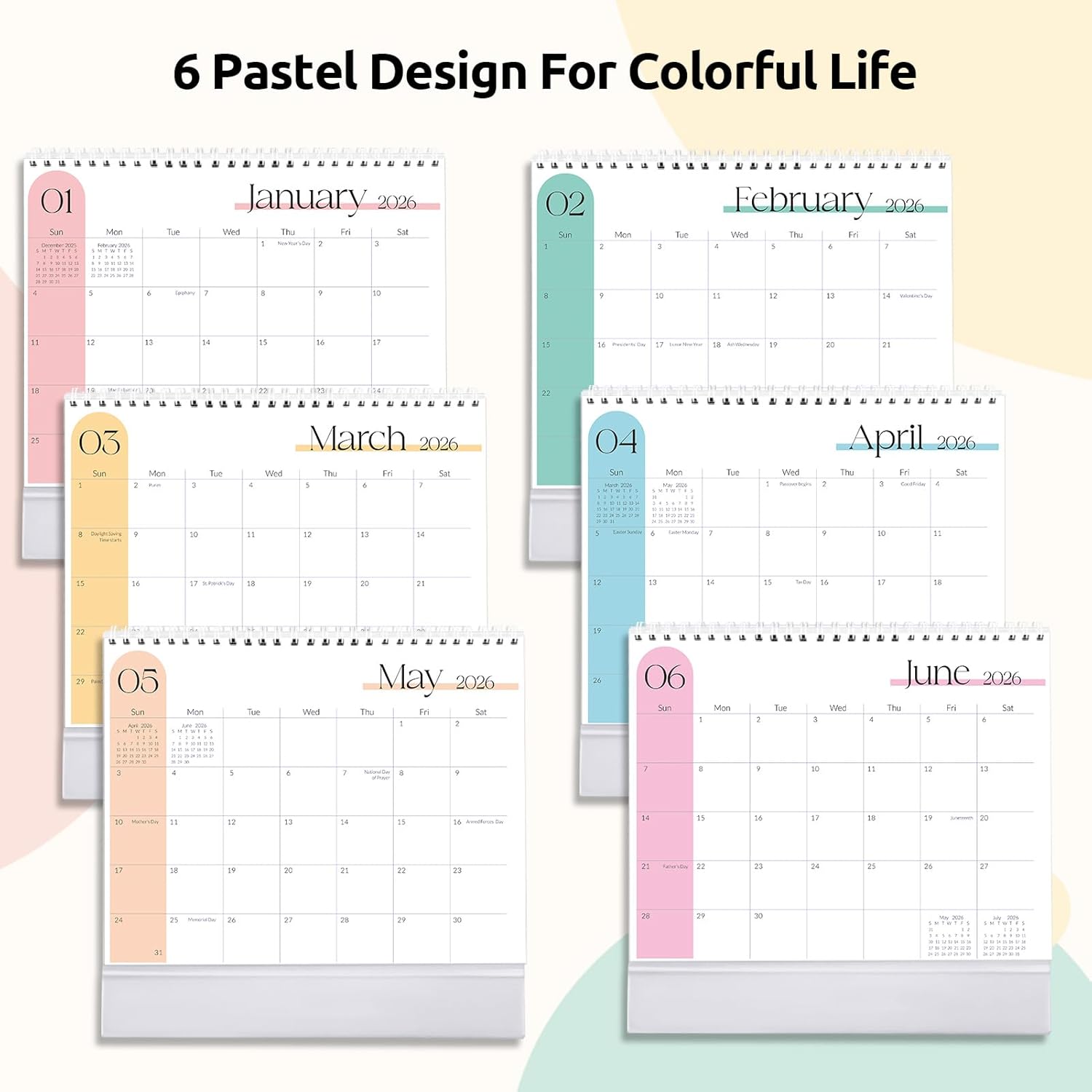 SKYDUE Desk Calendar 2026, 18 Months Small Desk Calendar 2026-2027, Jan 2026 to Jun 2027, 10" x 8" Desktop Calendar Planner with Stickers, Black