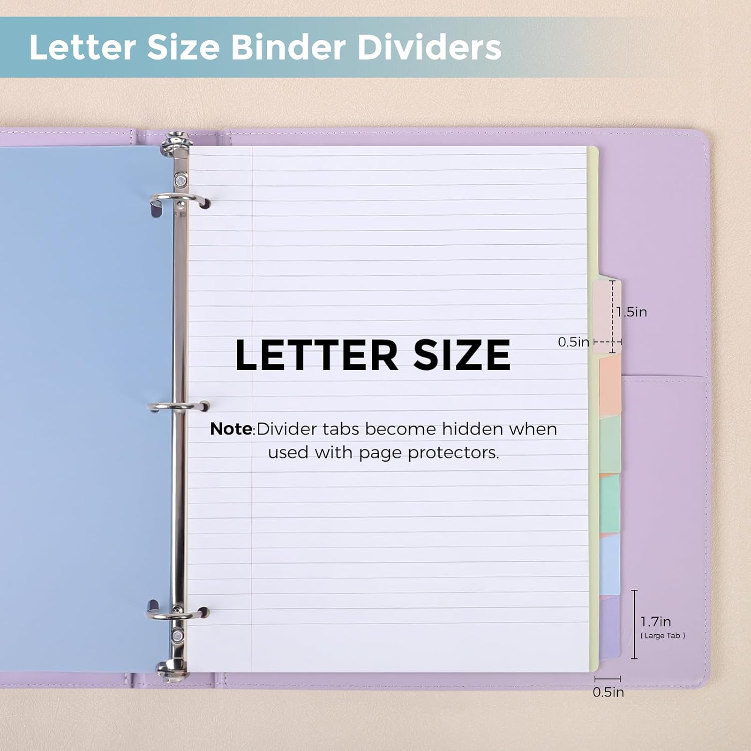 SKYDUE 8 Tab Binder Dividers, Letter Size, Durable Plastic Dividers for 3 Ring Binder, Write & Erase Binder Dividers with Tabs, 1 Set, Aesthetic Pastels Binder Divider for School, Office