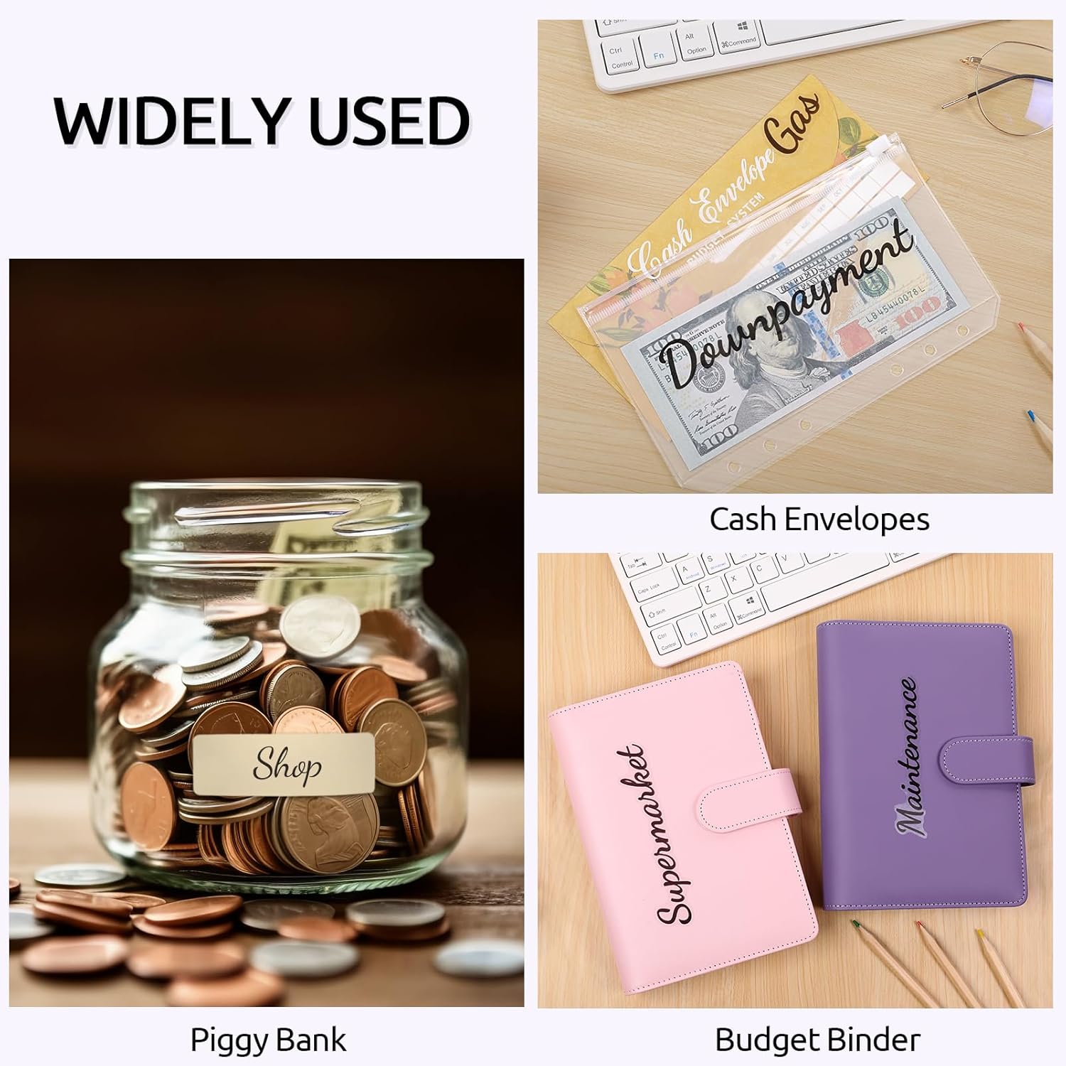 SKYDUE 104-Piece Budget Sticker Set - Cash Envelope Labels & Blank Budget Planner Stickers for Easy Money Management