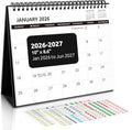 SKYDUE Desk Calendar 2026, 18 Months Small Desk Calendar 2026-2027, Jan 2026 to Jun 2027, 10" x 8" Desktop Calendar Planner with Stickers, Black