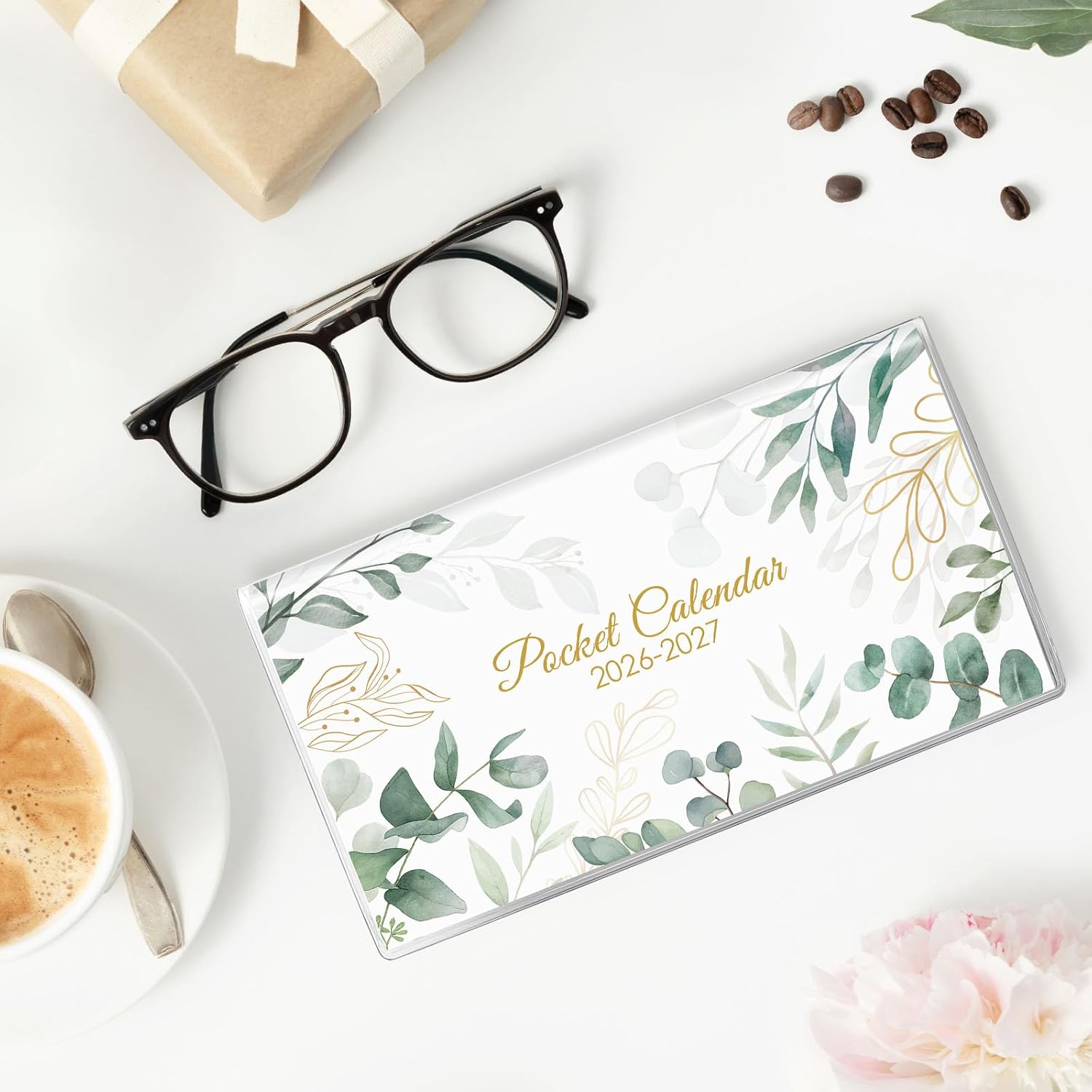 Pocket Calendar 2026-2027 for Purse, 2026-2027 Pocket Planner 24 Months with Soft Waterproof Cover and Premium Paper, 6.5" x 3.5", Floral