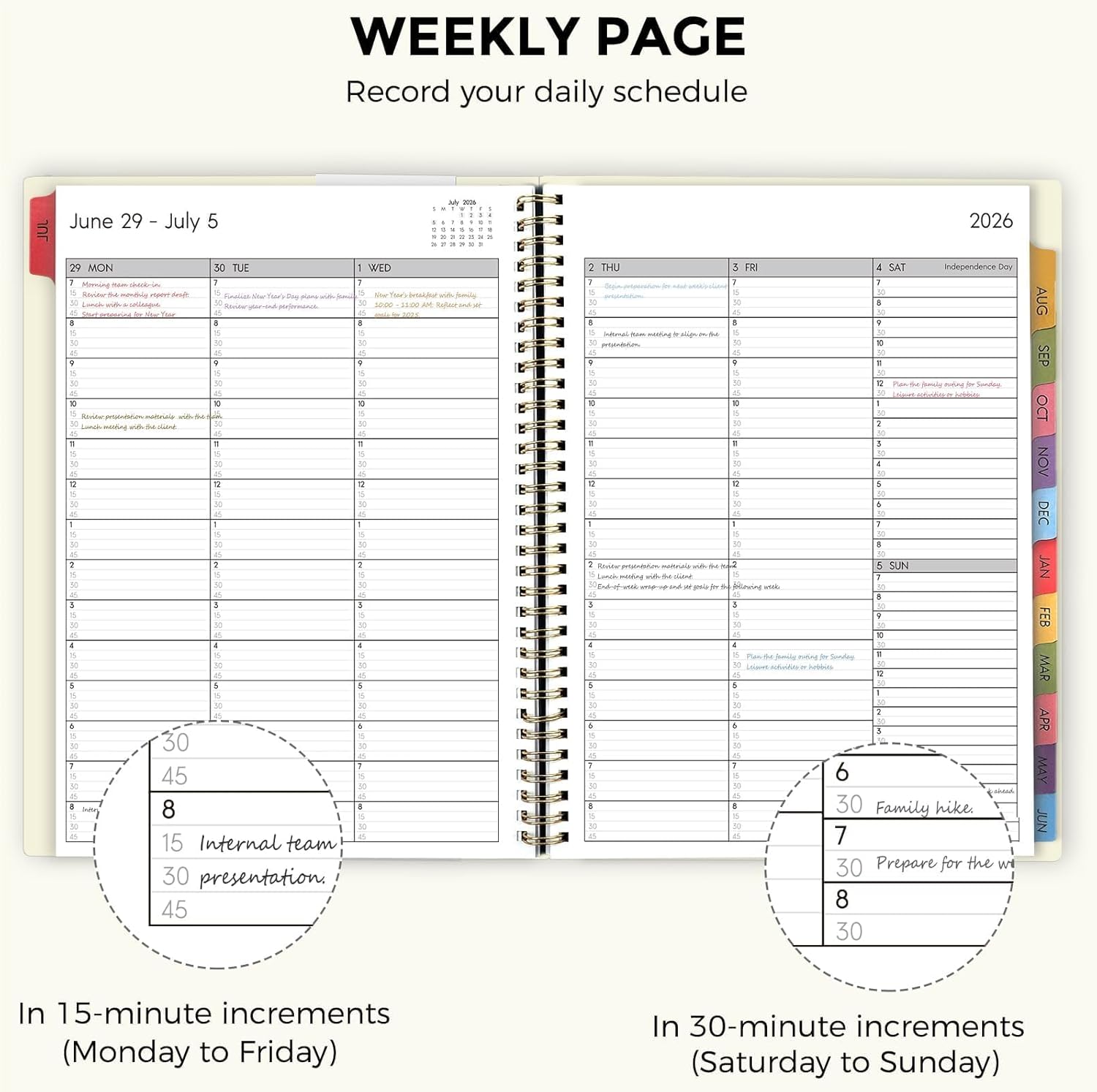 SKYDUE Appointment Book 2026-2027, Academic Hourly Planner from July 2026 - June 2027, 8.5" x 11" Weekly & Monthly Schedule Planner with 15-Minute Interval- Perfect for Daily Planning White Flower