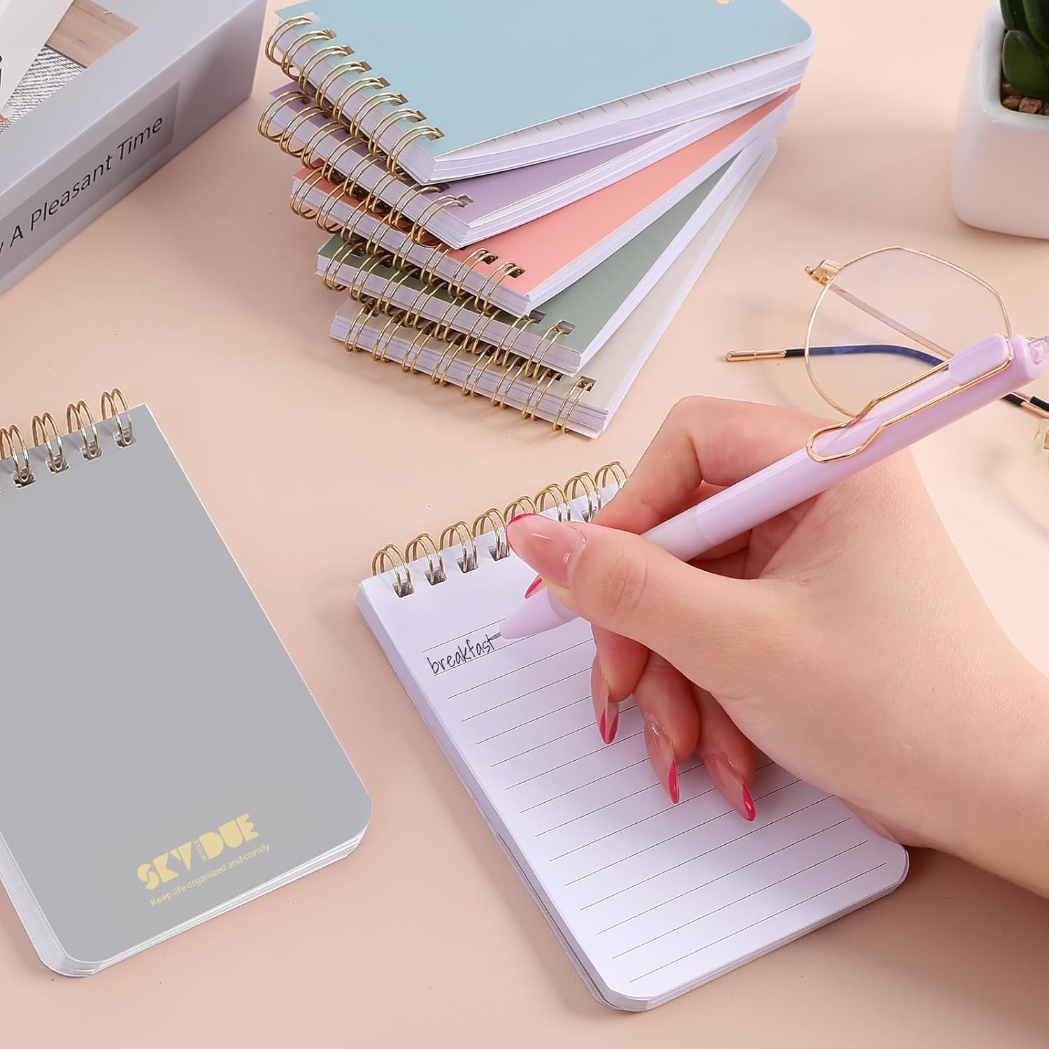 SKYDUE Small Notebooks, Cute 3x5 Pocket Notepads, Mini Spiral Notebook with Lined Pages Nursing School Essentials, School Office Supplies Set Of 8