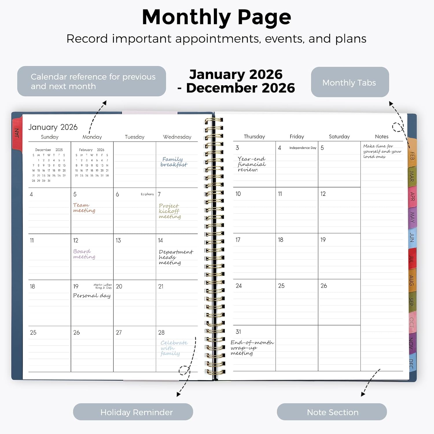 SKYDUE Appointment Book 2026-2027, Academic Hourly Planner from July 2026 - June 2027, 8.5" x 11" Weekly & Monthly Schedule Planner with 15-Minute Interval- Perfect for Daily Planning White Flower