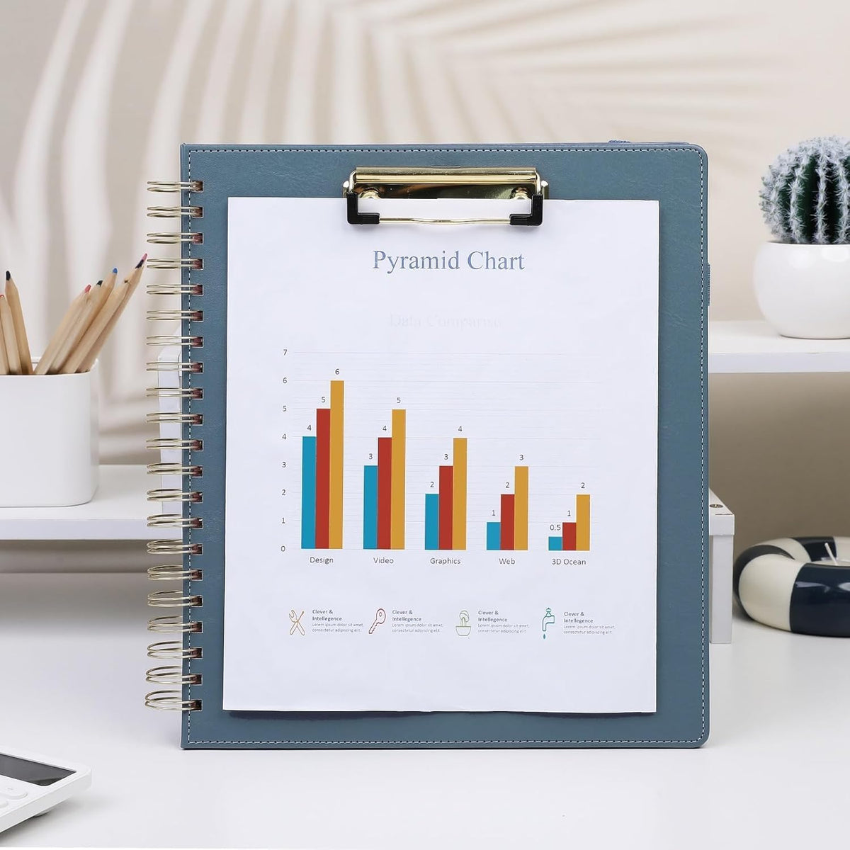 SKYDUE Clipboard Folder with Storage, 6 Dividers with 12 Pockets for Letter Size, Storage Clipboard Folio with Refillable Notepad, Spiral Clipboards Padfolio for Teacher Worker Supplies