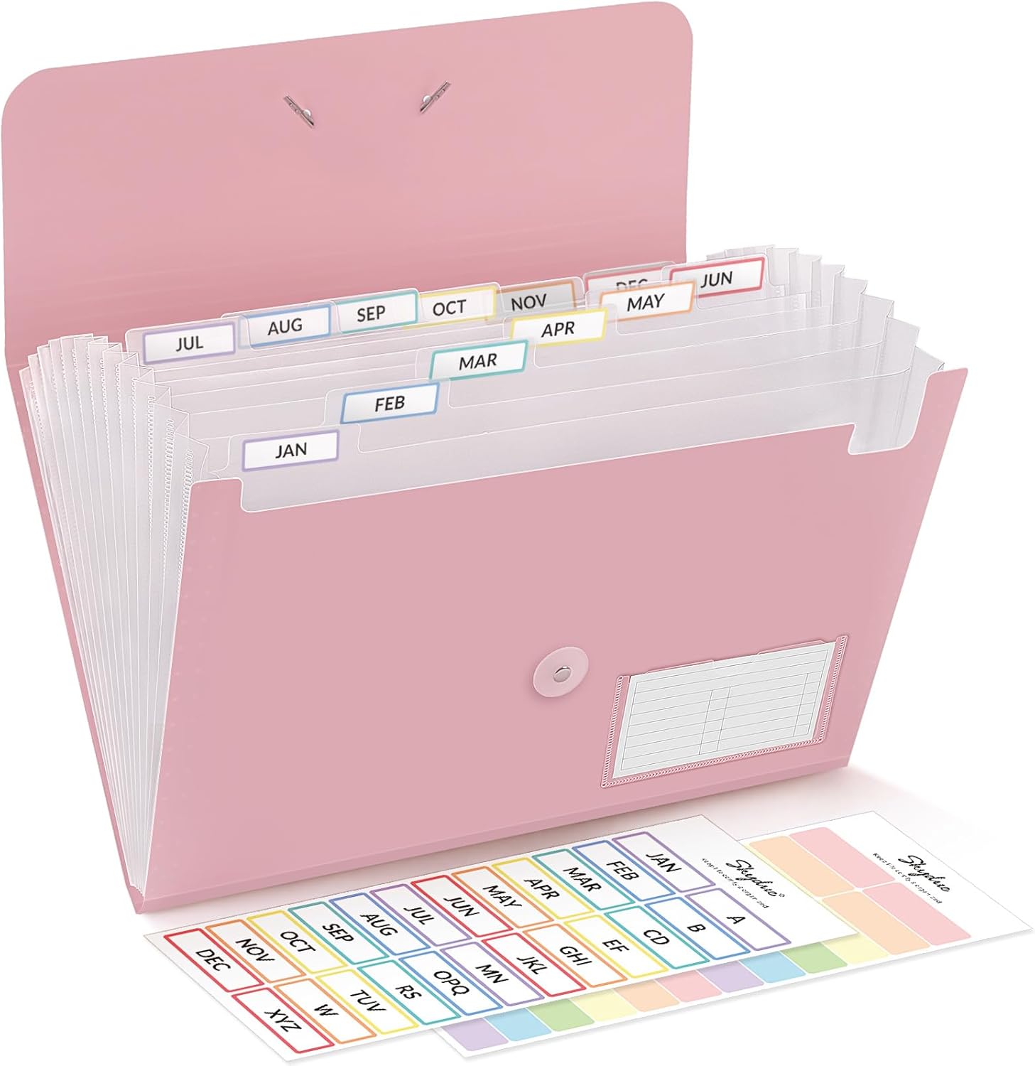 SKYDUE Expanding File Folder, Accordion File Organizer with 13 Pockets for A4/Letter Sized Paper, Accordion Folder with Labels - Document Receipt Organizer for Office, School, Home