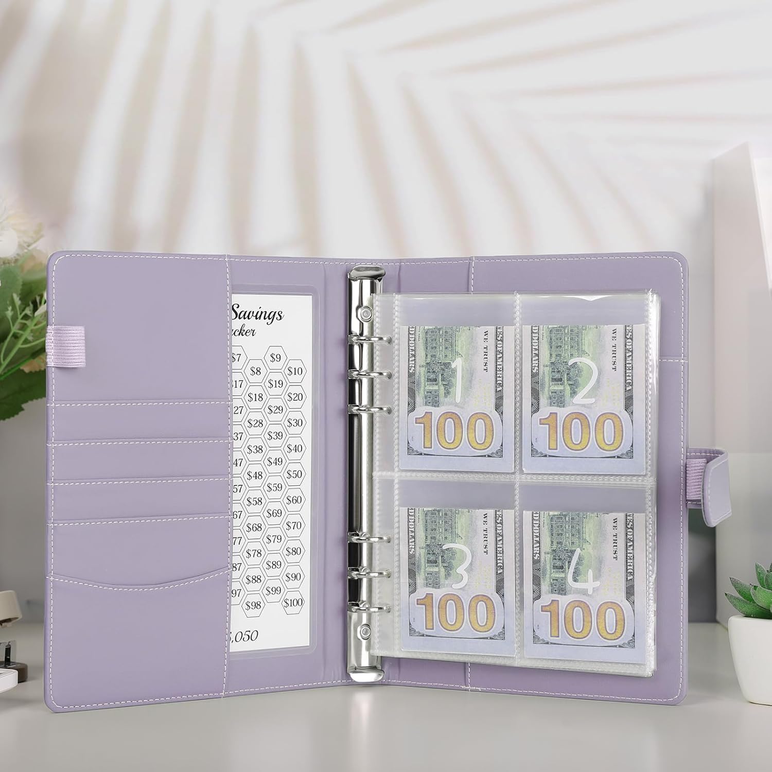 SKYDUE 100 Envelopes Money Savin Challenge Binder, A5 Money Saving Budget Binder with Cash Envelopes - Savings Challenges Book to Save $5,050