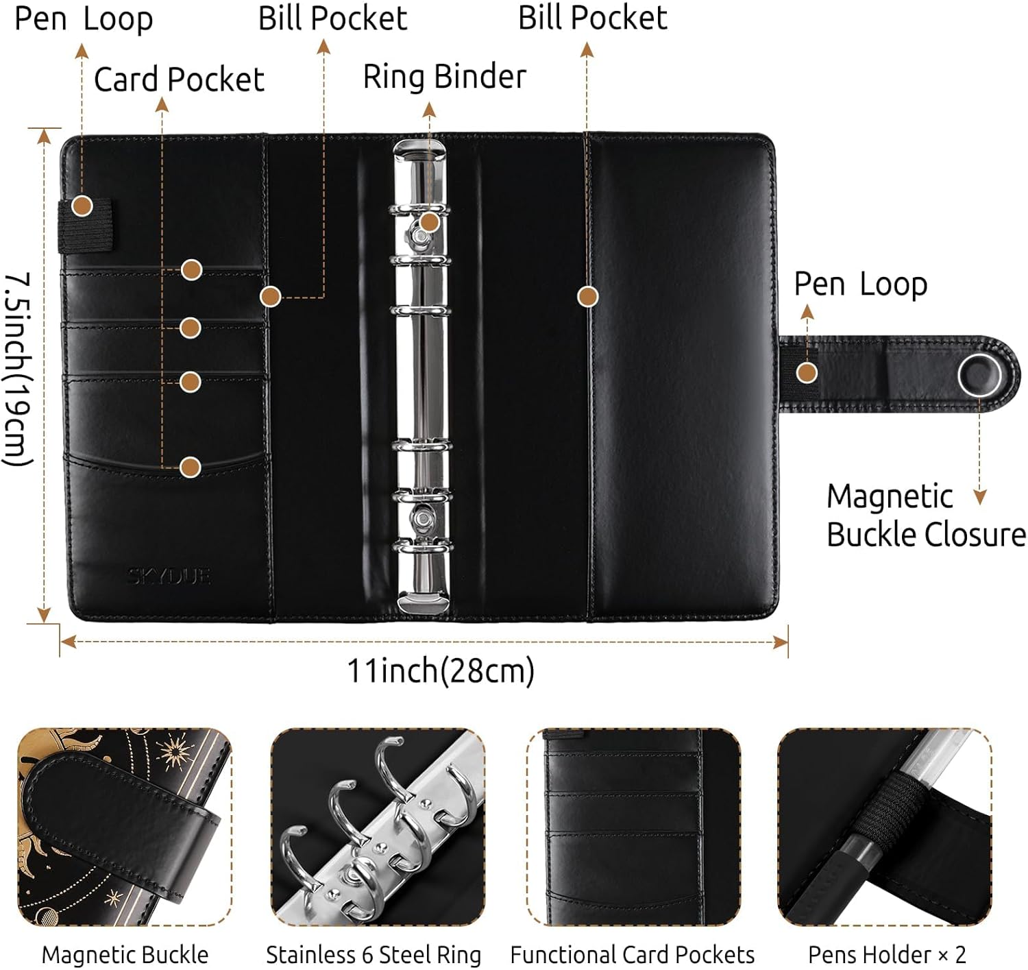 SKYDUE Budget Binder, Money Saving Binder with Zipper Envelopes, Cash Envelopes and Expense Budget Sheets for Budgeting
