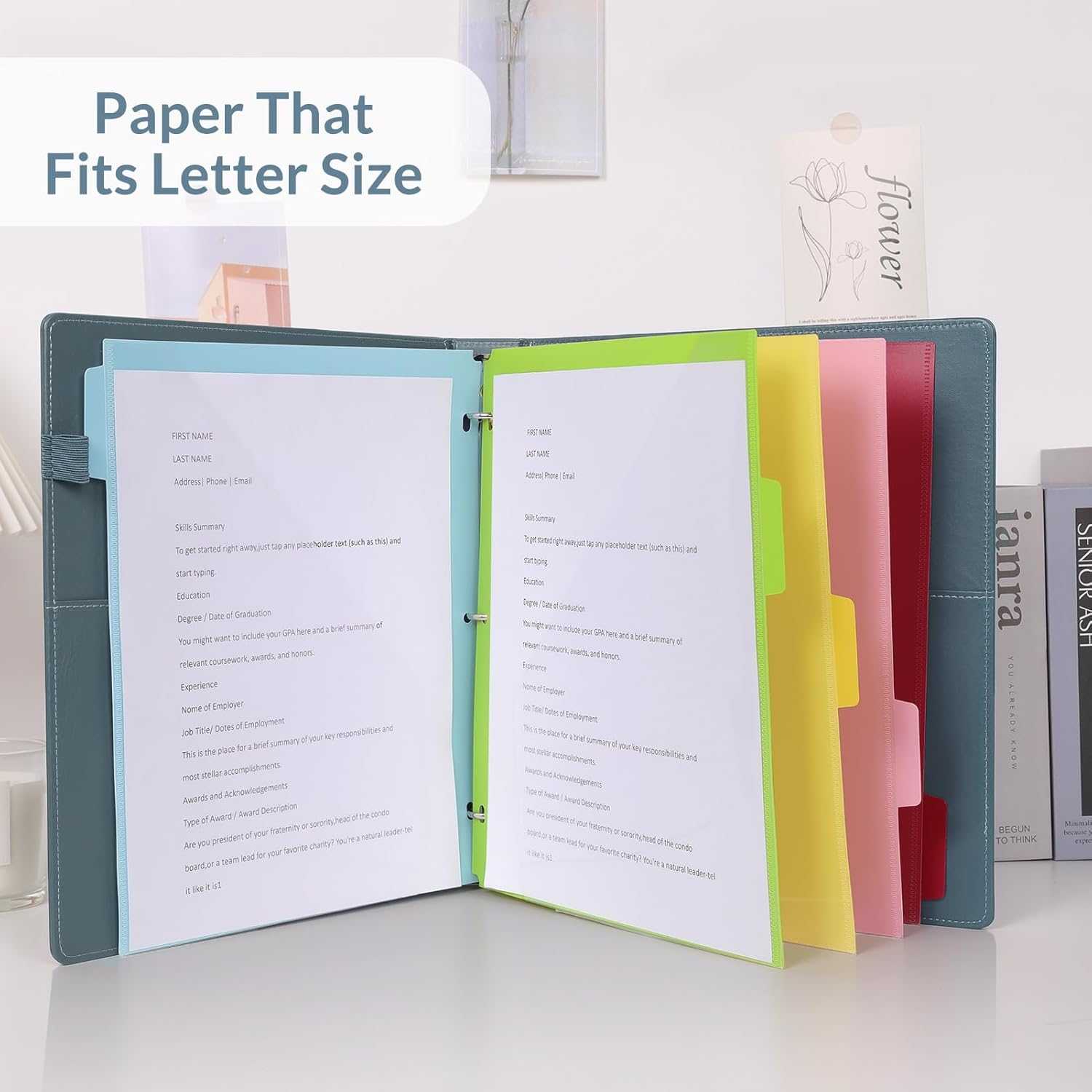 SKYDUE 3 Ring Binder with Clipboard & Expanding File Organizer with 8 Pockets