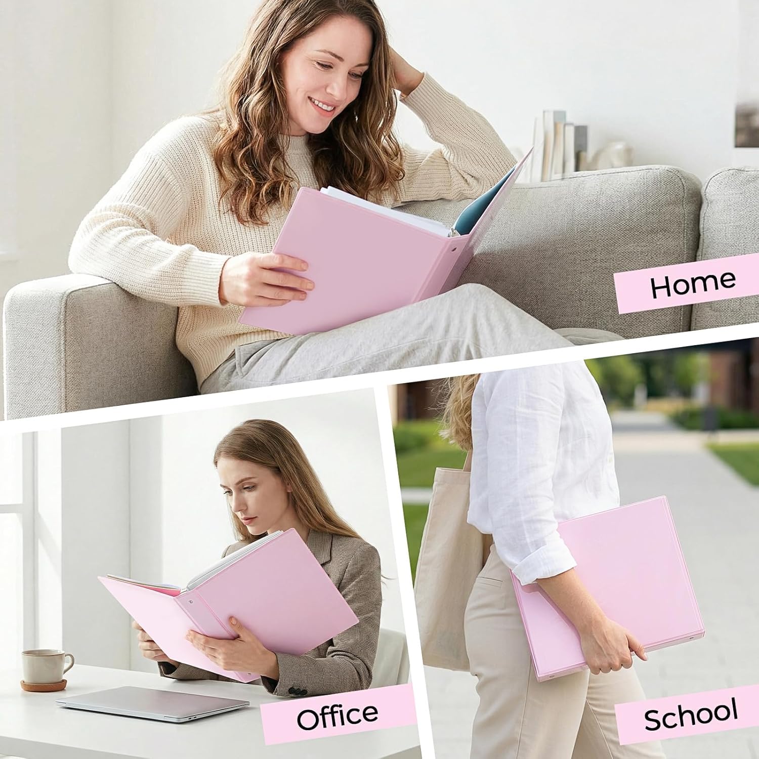 1 Inch 3-Ring Binder with 8 Dividers for Letter Size, Durable Heavy Duty Loose-Leaf Organizer for School Office Home – Letter Size Document Folder with Custom Section Tabs Light Purple