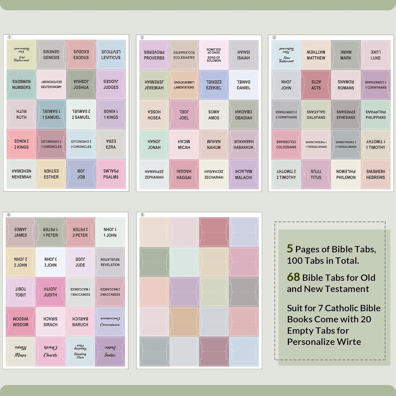 SKYDUE Bible Tabs: 100 Laminated Study Tabs for Women & Men, Pink