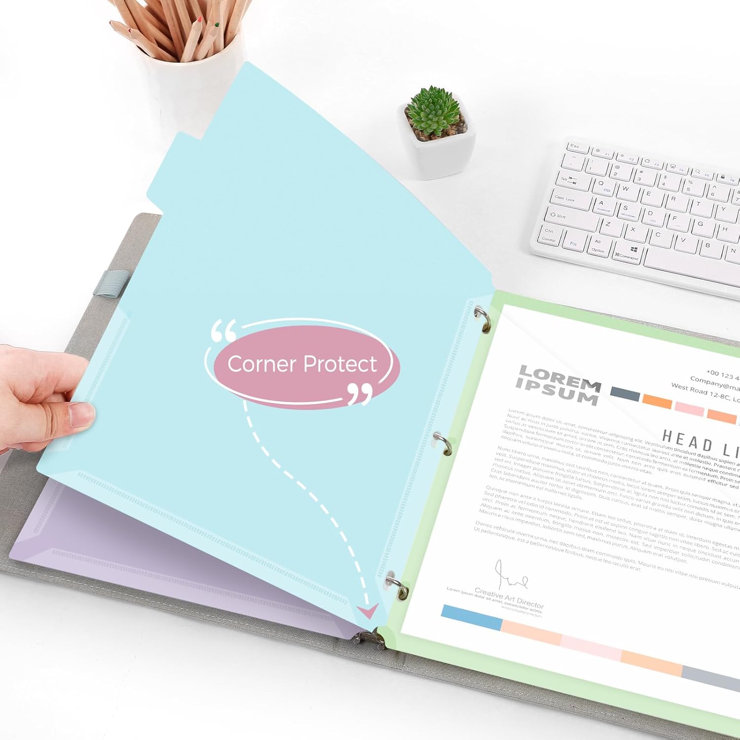 SKYDUE Binder Dividers with Tabs and Pockets – 5-Pack for 3-Ring Binders, Writable Tabs, Durable & Tear-Resistant, Pink