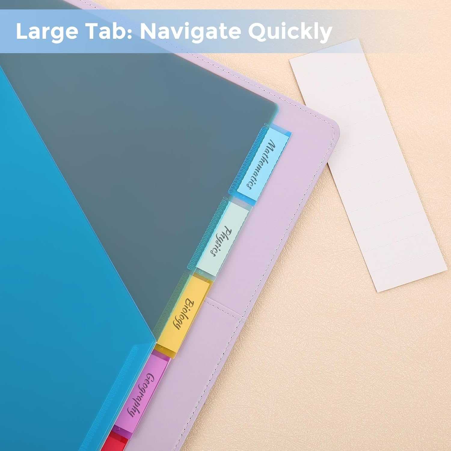 SKYDUE Binder Dividers with Two Pockets, 1Set, 5 Tabs Dividers for 3 Ring Binder, Plastic Binder Dividers with Tabs for School, Office, and Home Organization,Blue