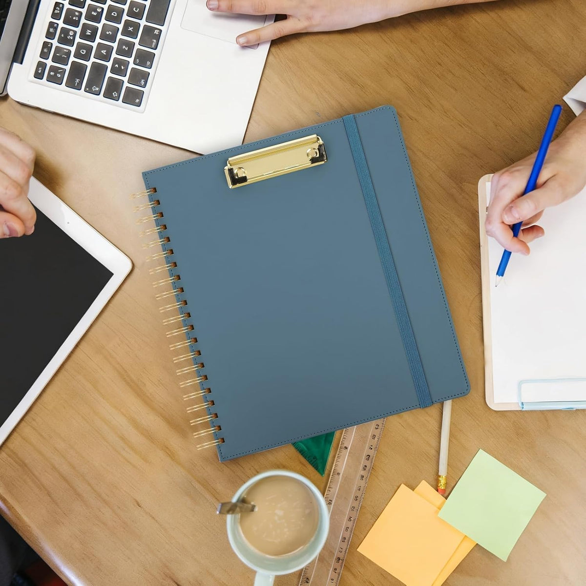 SKYDUE Clipboard Folder with Storage, 6 Dividers with 12 Pockets for Letter Size, Storage Clipboard Folio with Refillable Notepad, Spiral Clipboards Padfolio for Teacher Worker Supplies