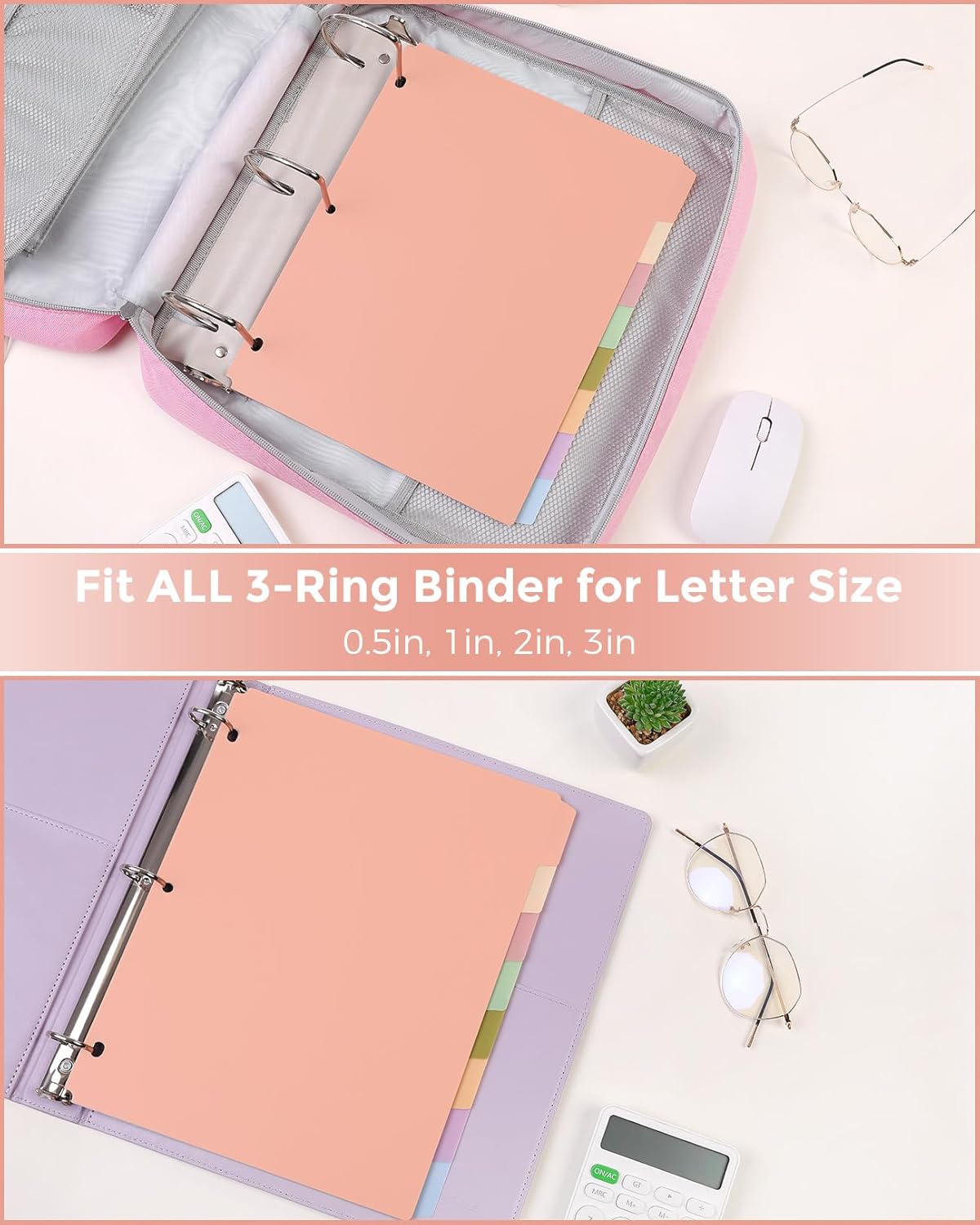 SKYDUE 8 Tab Binder Dividers, Letter Size, Durable Plastic Dividers for 3 Ring Binder, Write & Erase Binder Dividers with Tabs, 1 Set, Aesthetic Pastels Binder Divider for School, Office