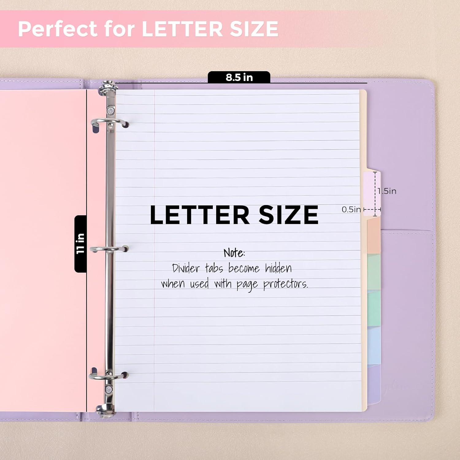 SKYDUE 8 Tab Binder Dividers, Letter Size, Durable Plastic Dividers for 3 Ring Binder, Write & Erase Binder Dividers with Tabs, 1 Set, Aesthetic Pastels Binder Divider for School, Office